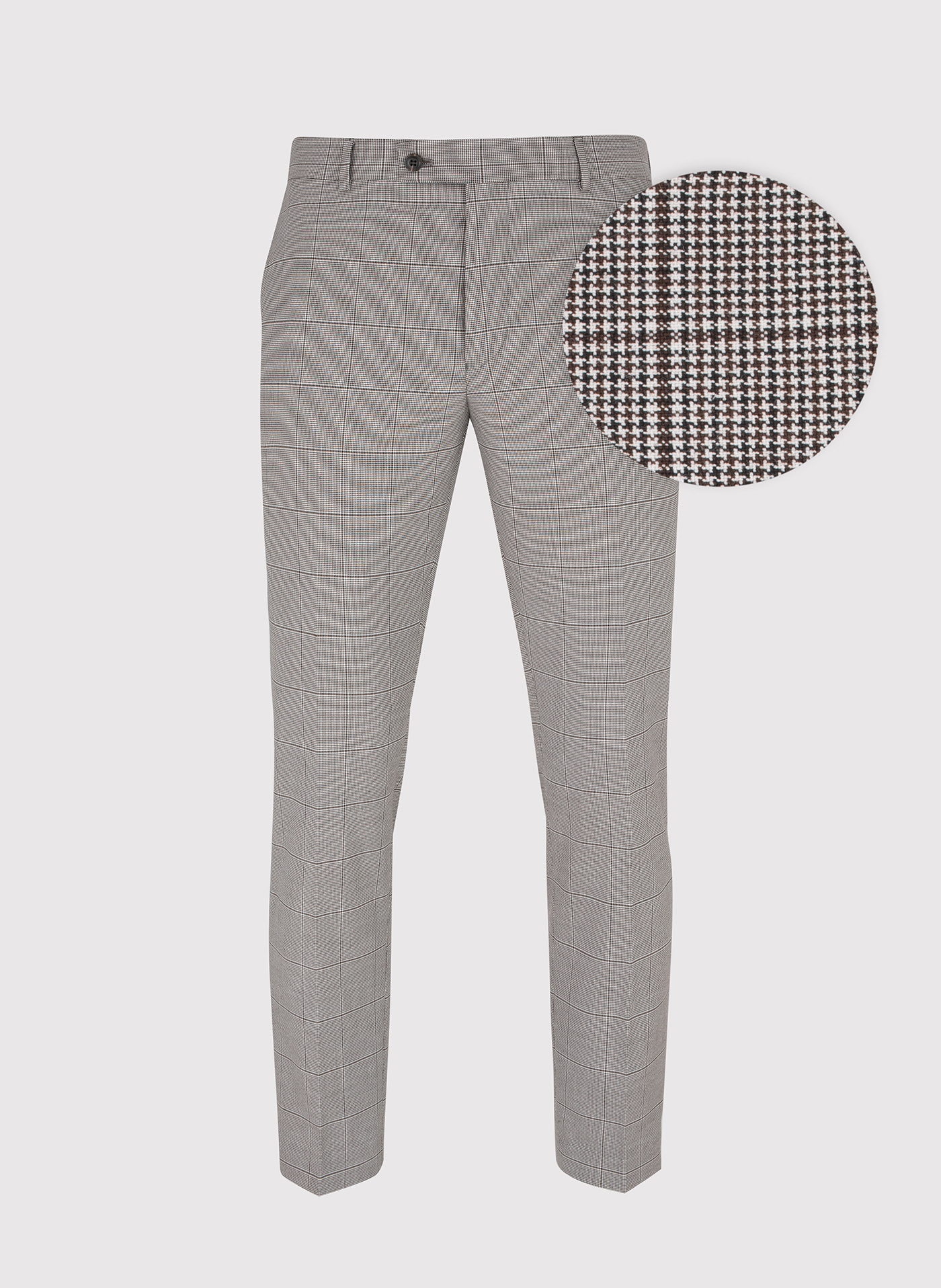 Brązowe spodnie garniturowe w kratę - Pako Lorente