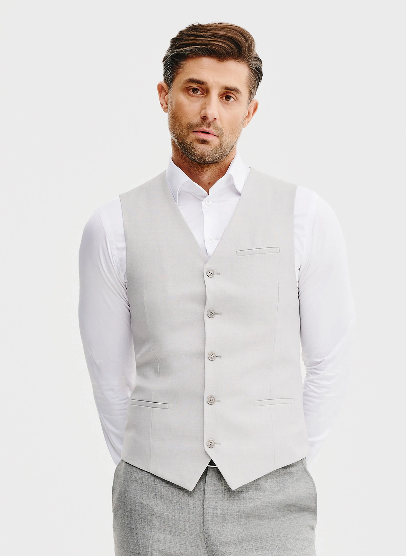 Jednorzędowa szara kamizelka - Pako Lorente