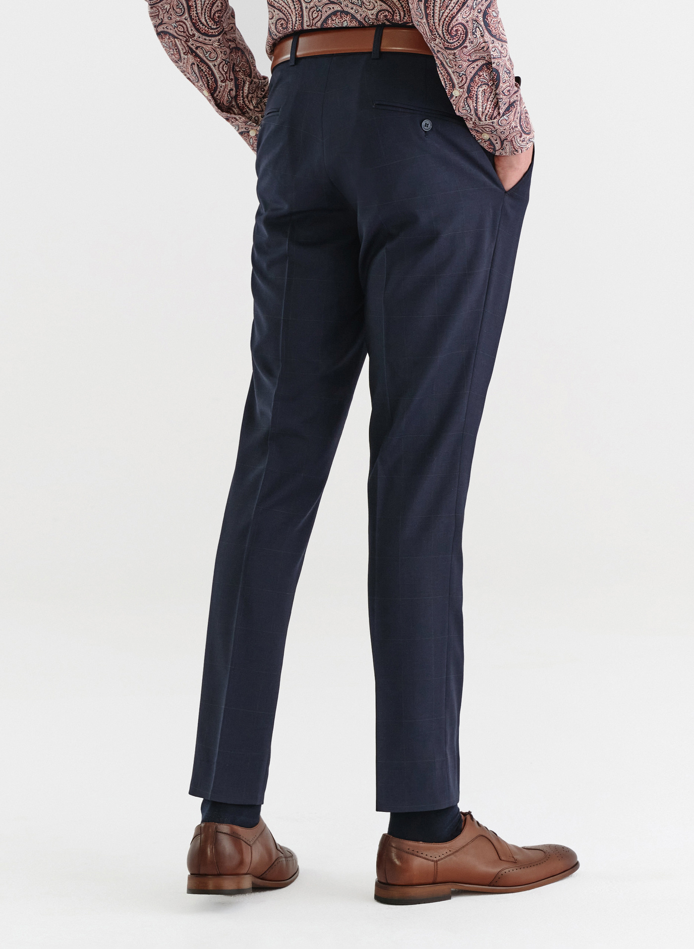 Spodnie garniturowe w kratę Windowpane - Pako Lorente