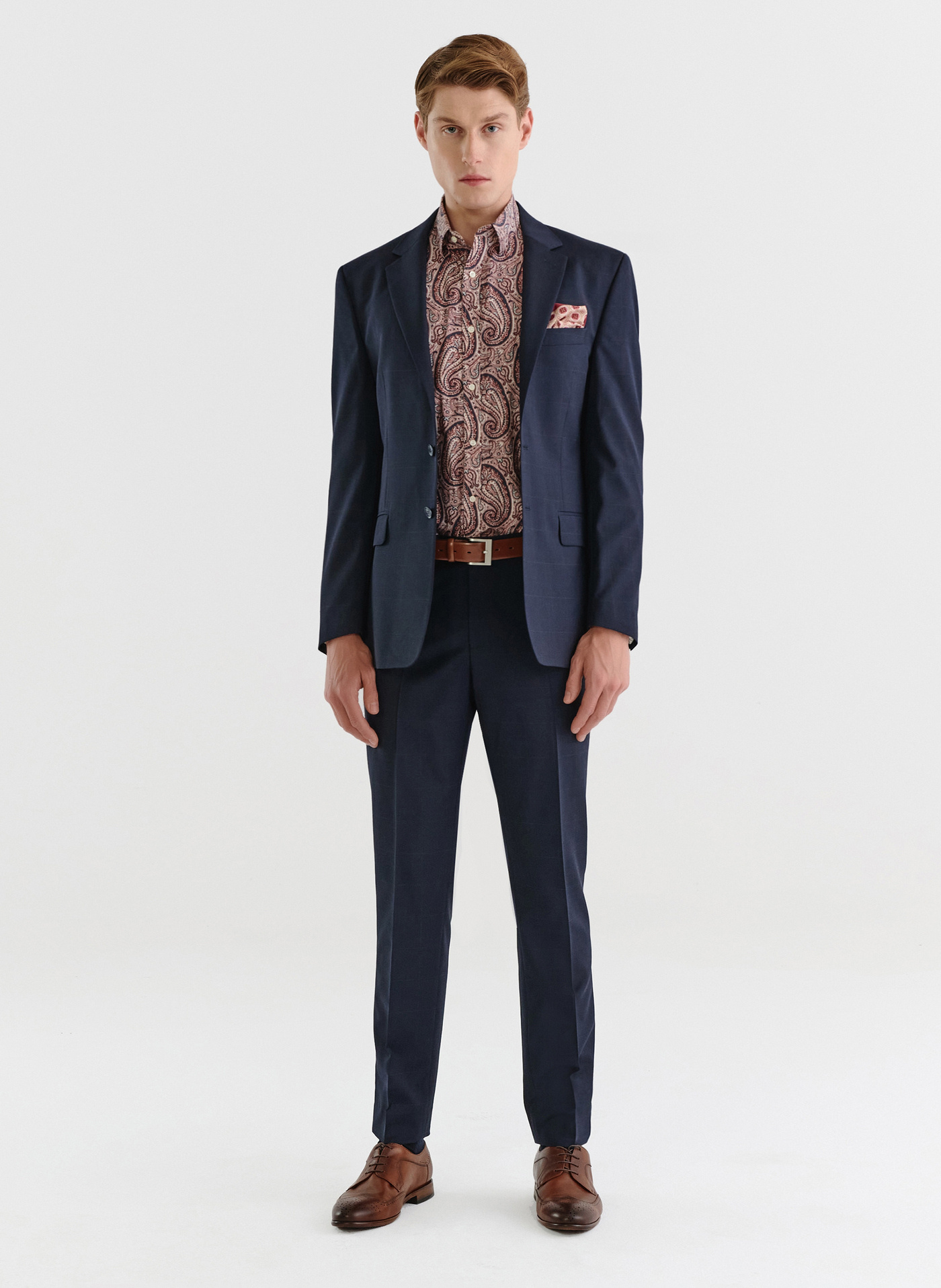 Spodnie garniturowe w kratę Windowpane - Pako Lorente