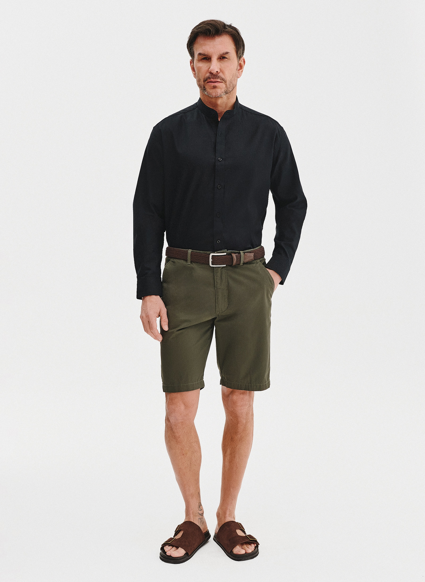 PAKO LORENTE - Bawełniane zielone szorty męskie - Pako Lorente