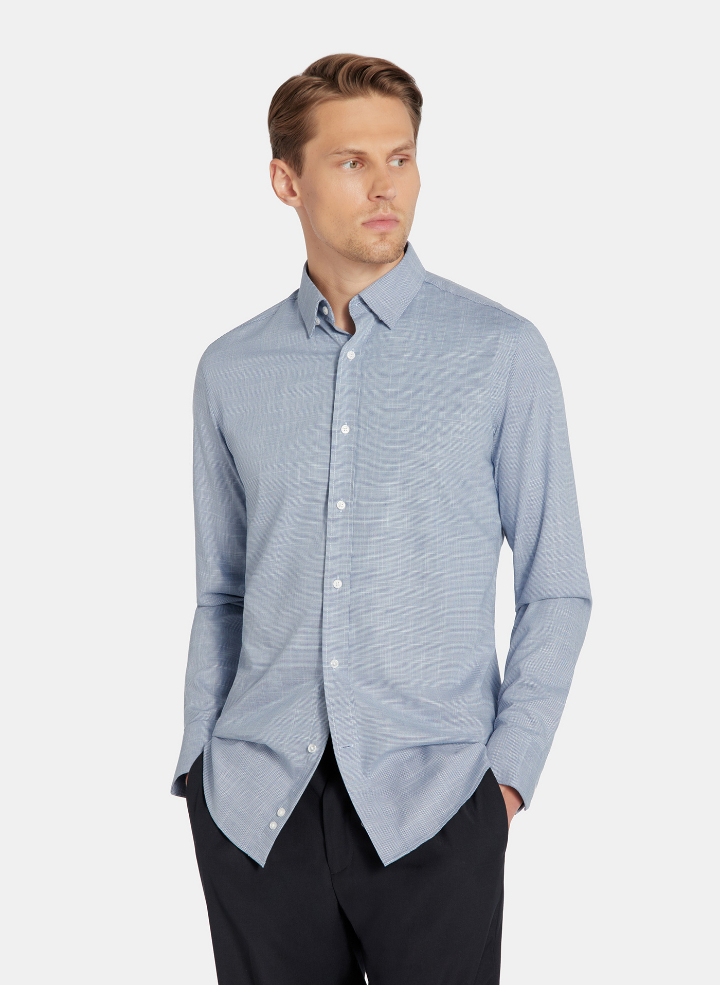 PAKO LORENTE - Granatowa koszula w drobną kratę - Pako Lorente