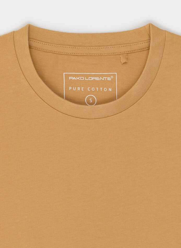 Bawełniany żółty t-shirt z okrągłym dekoltem - Pako Lorente