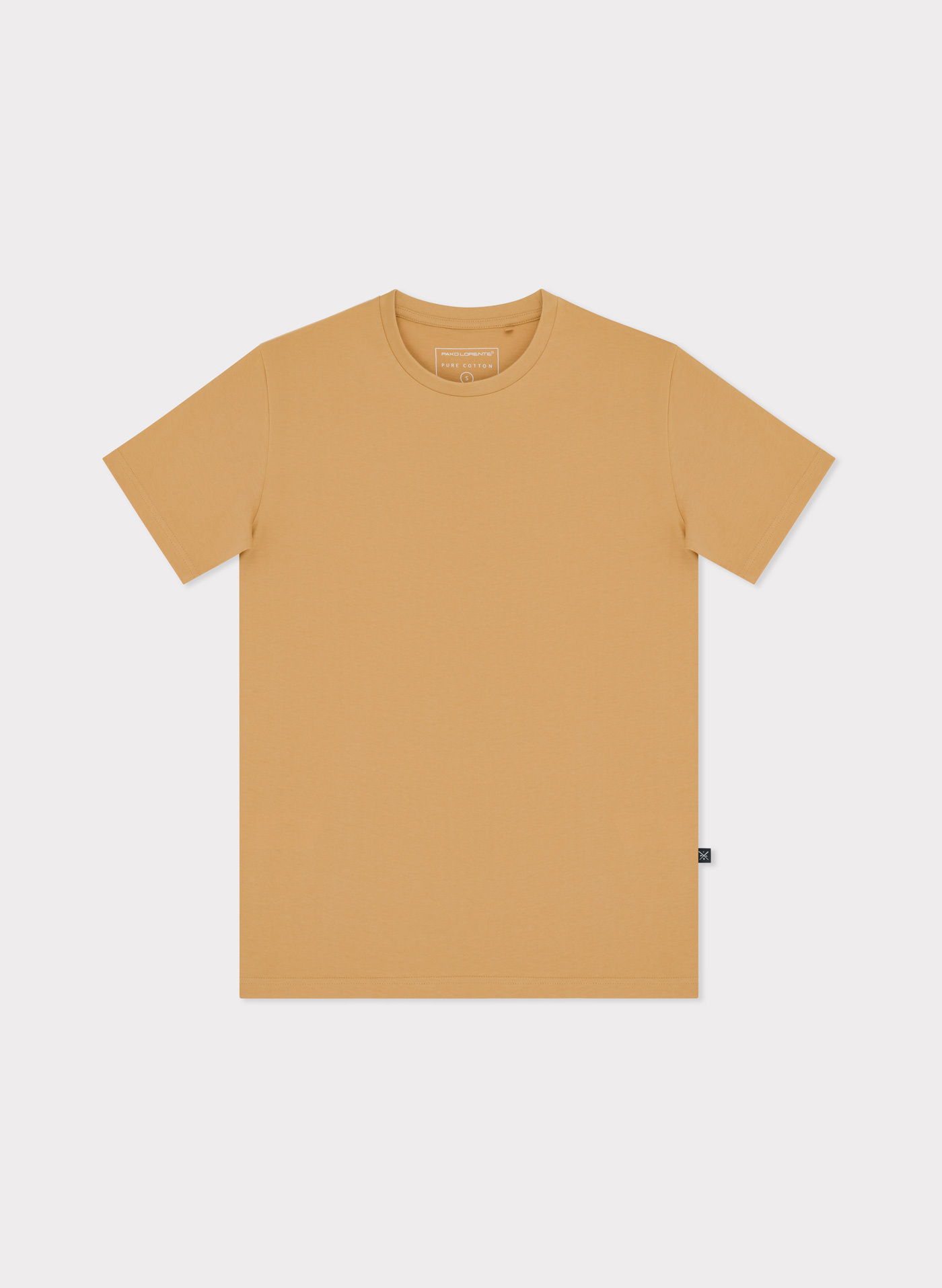 Bawełniany żółty t-shirt z okrągłym dekoltem - Pako Lorente