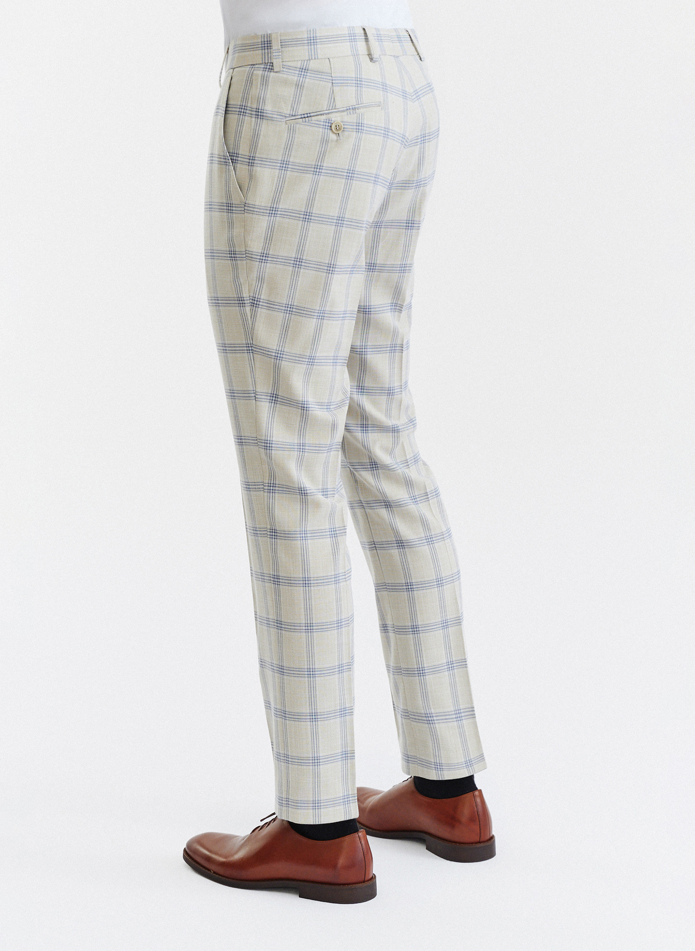 Beżowe spodnie garniturowe w kratę - Pako Lorente