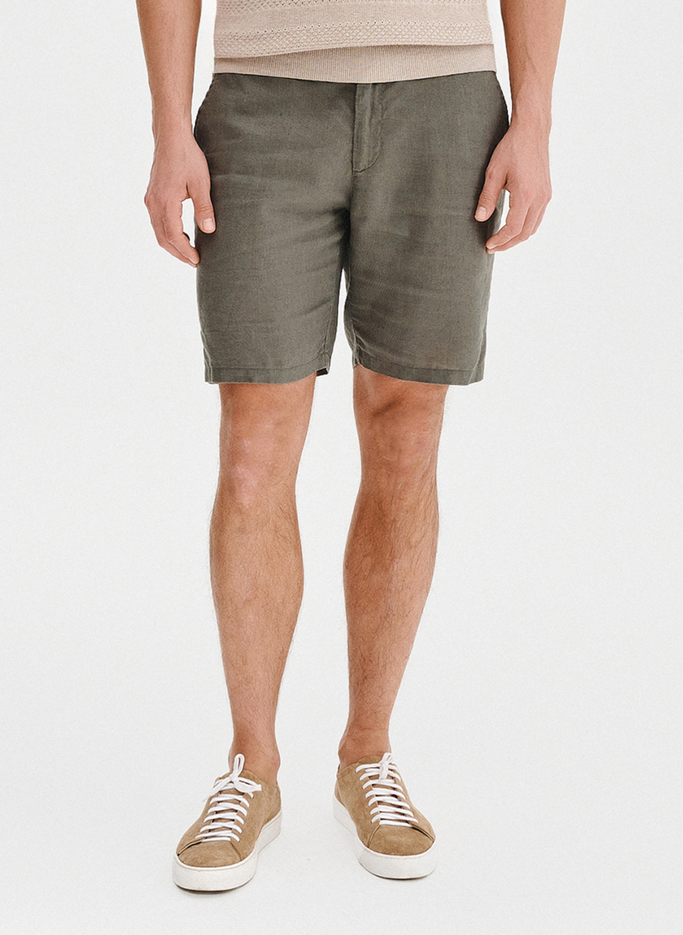 PAKO LORENTE - Lniane szorty męskie w kolorze zielonym - Pako Lorente