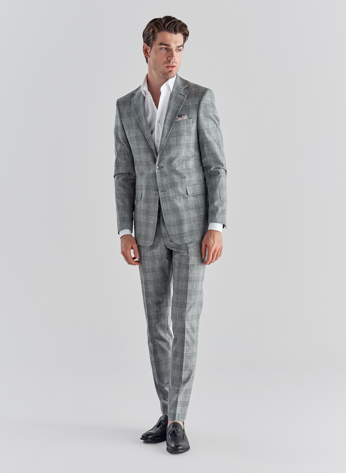 Szare spodnie garniturowe P21WF-6G-070-S - Pako Lorente