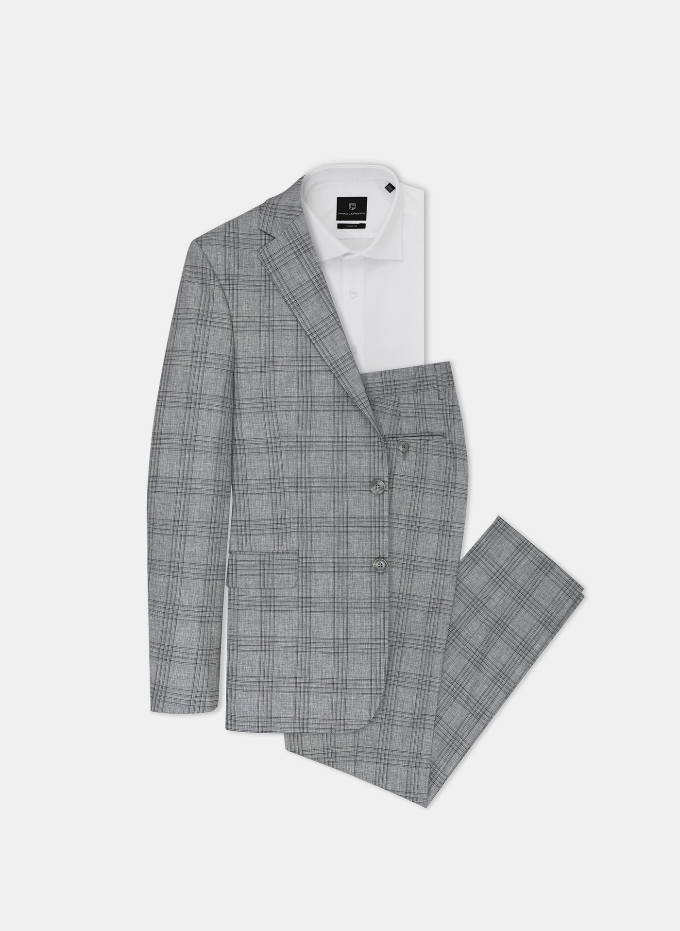 Szare spodnie garniturowe P21WF-6G-070-S - Pako Lorente