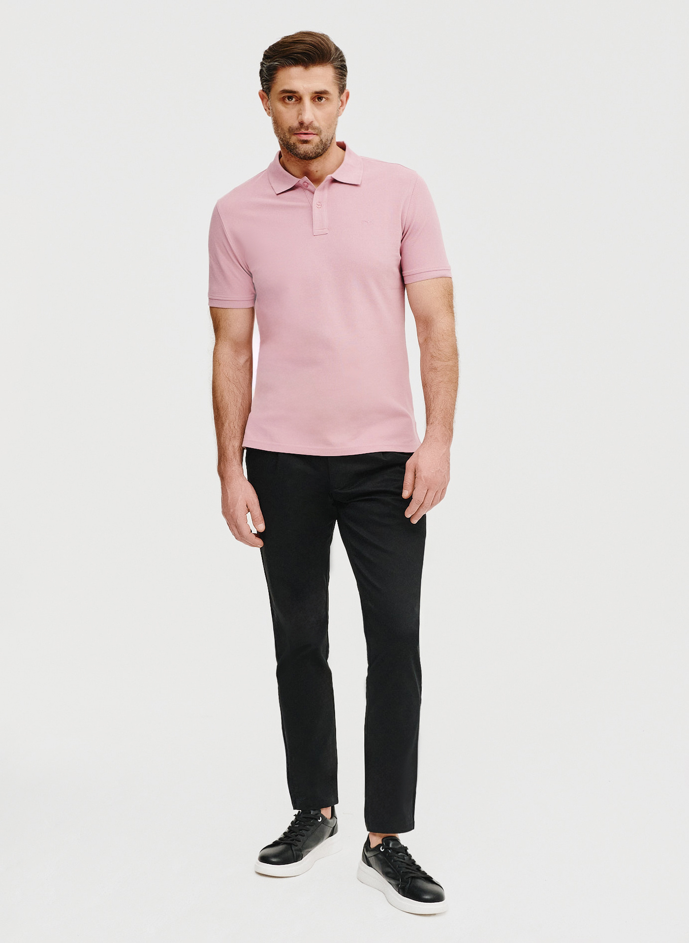 Gładki t-shirt polo w różowym kolorze - Pako Lorente