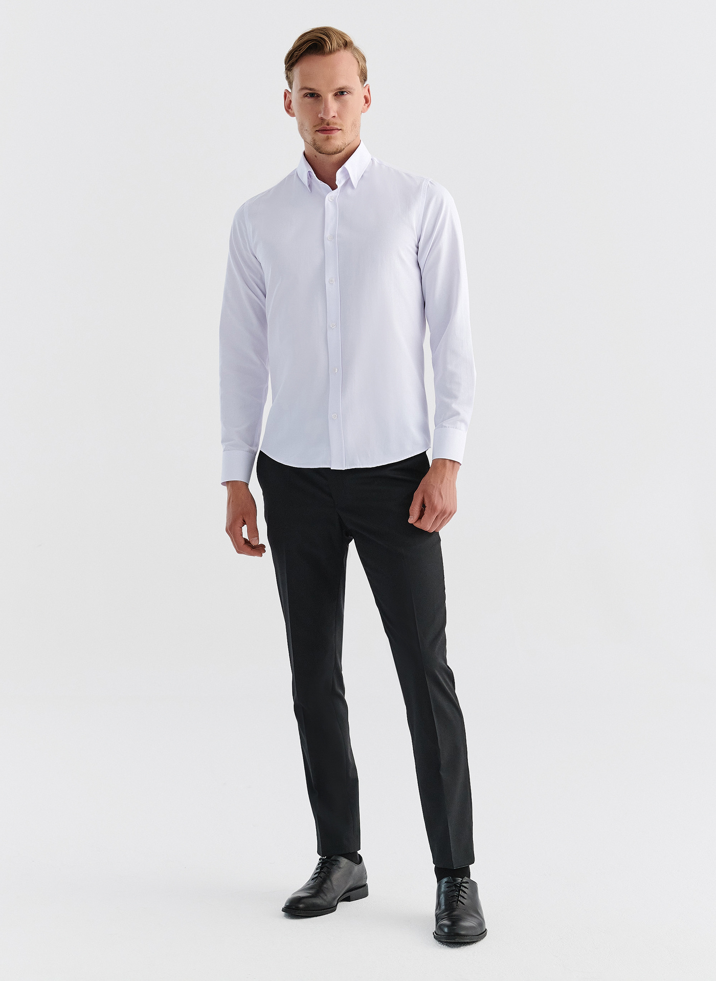 Biała gładka elegancka koszula męska - Pako Lorente