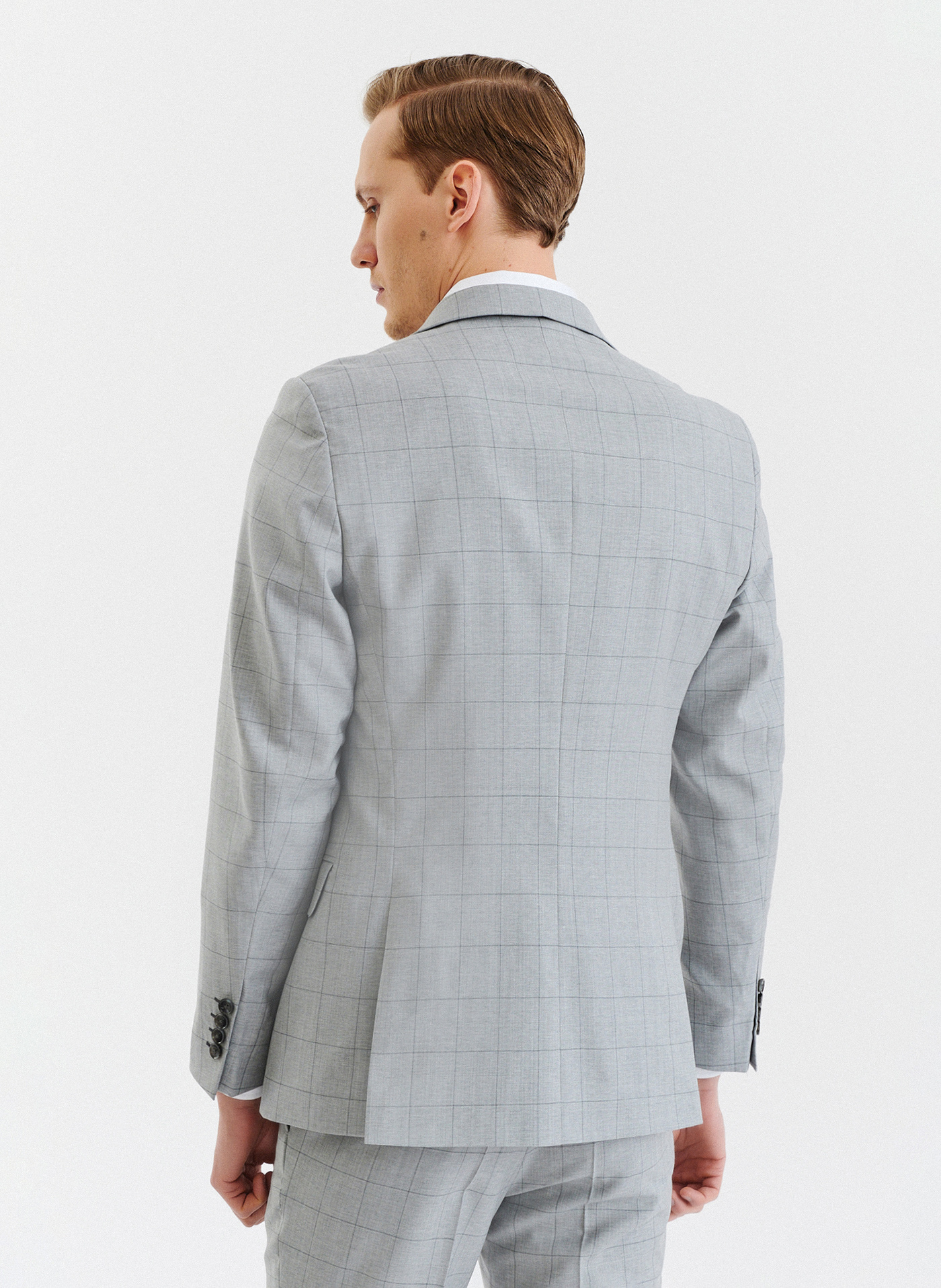 Szara wełniana marynarka garniturowa w kratę - Pako Lorente