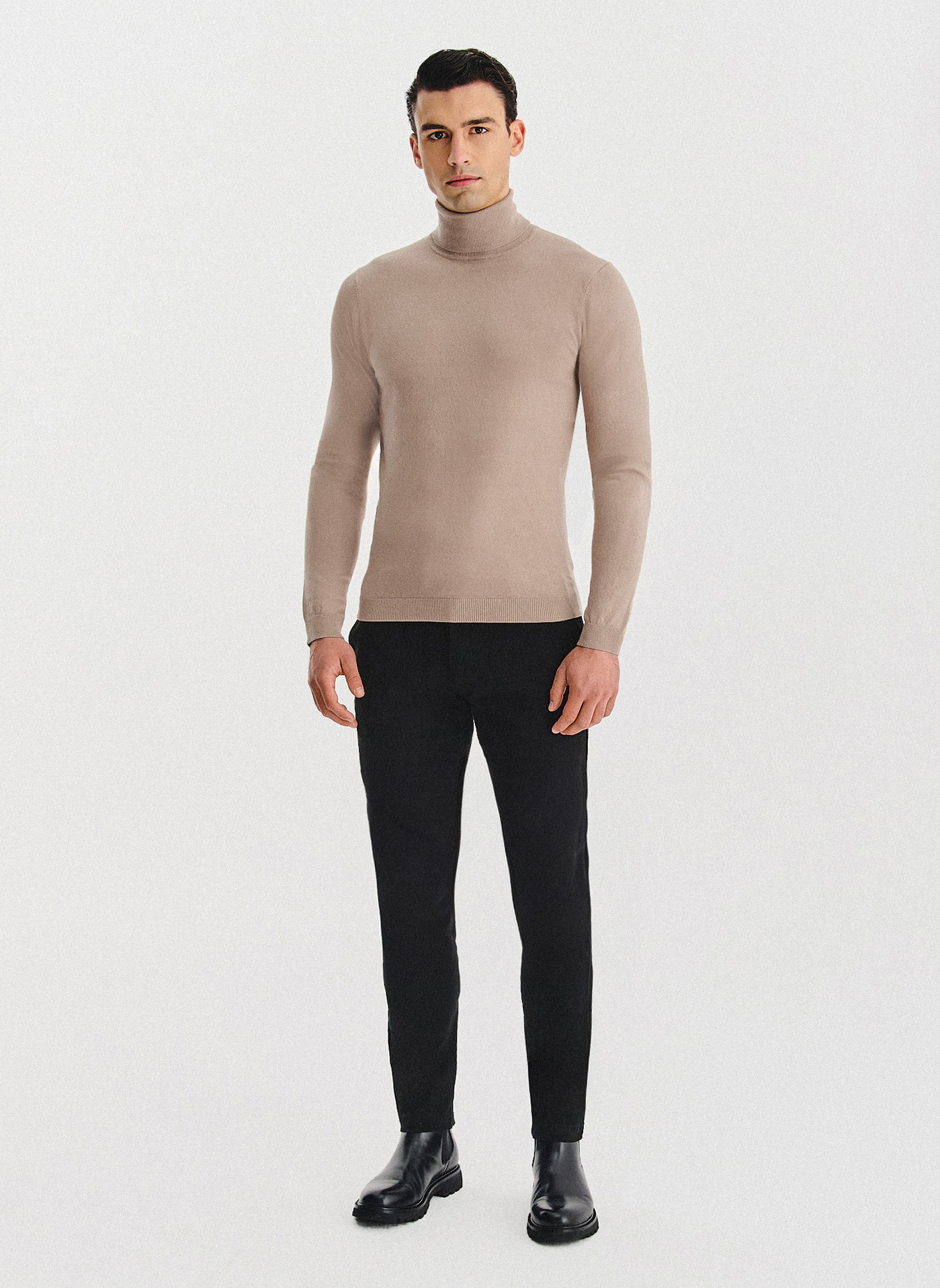 PAKO LORENTE - Beżowy gładki golf męski - Pako Lorente