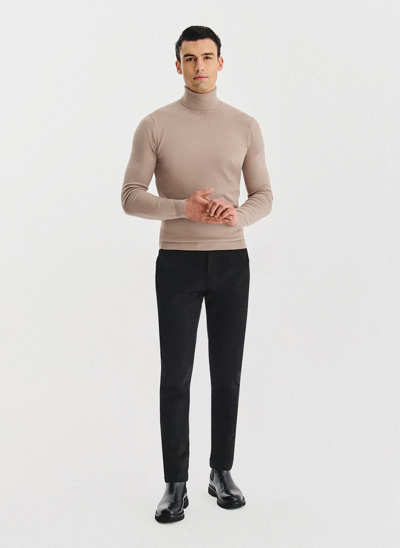 PAKO LORENTE - Beżowy gładki golf męski - Pako Lorente