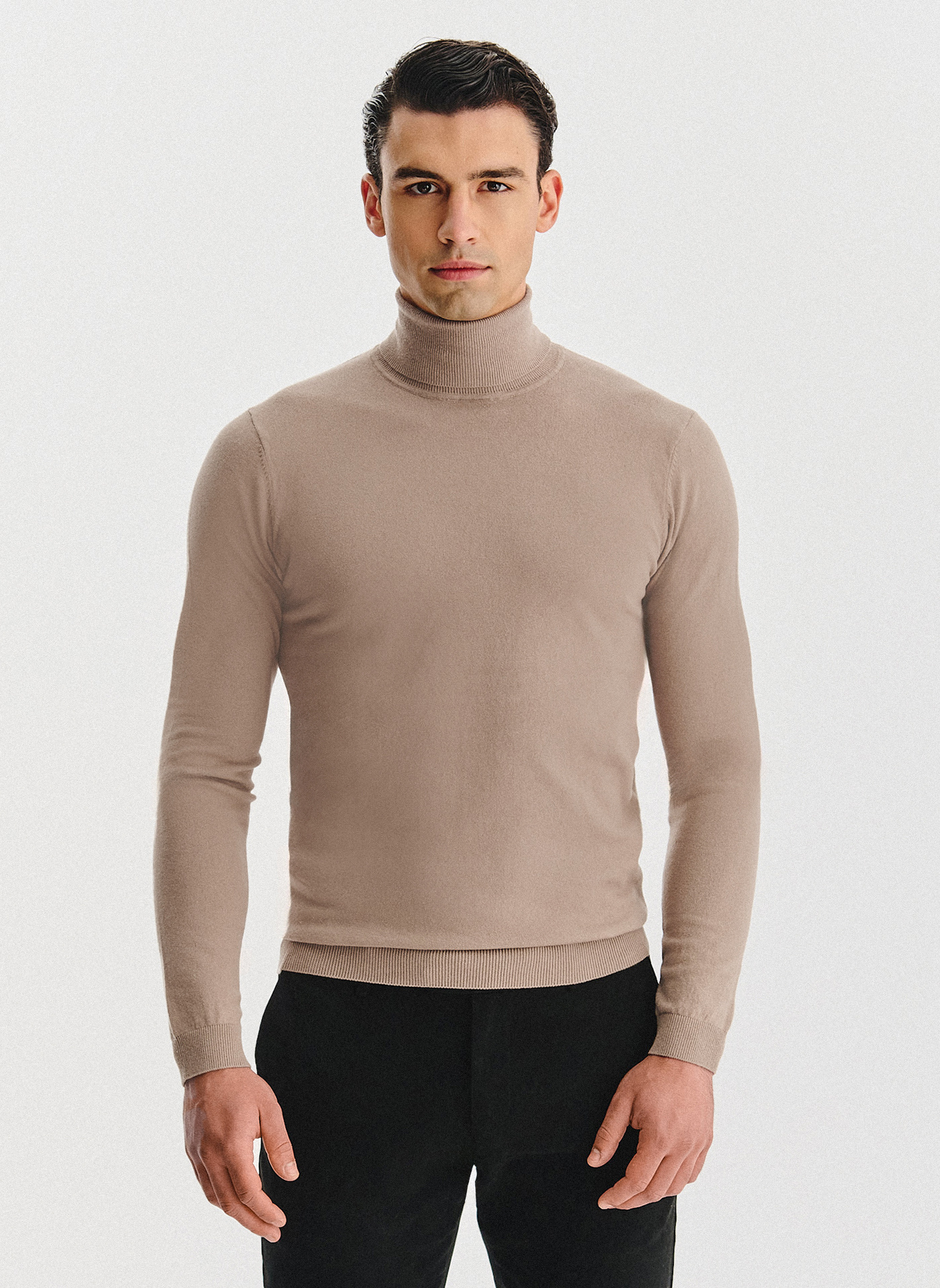 PAKO LORENTE - Beżowy gładki golf męski - Pako Lorente