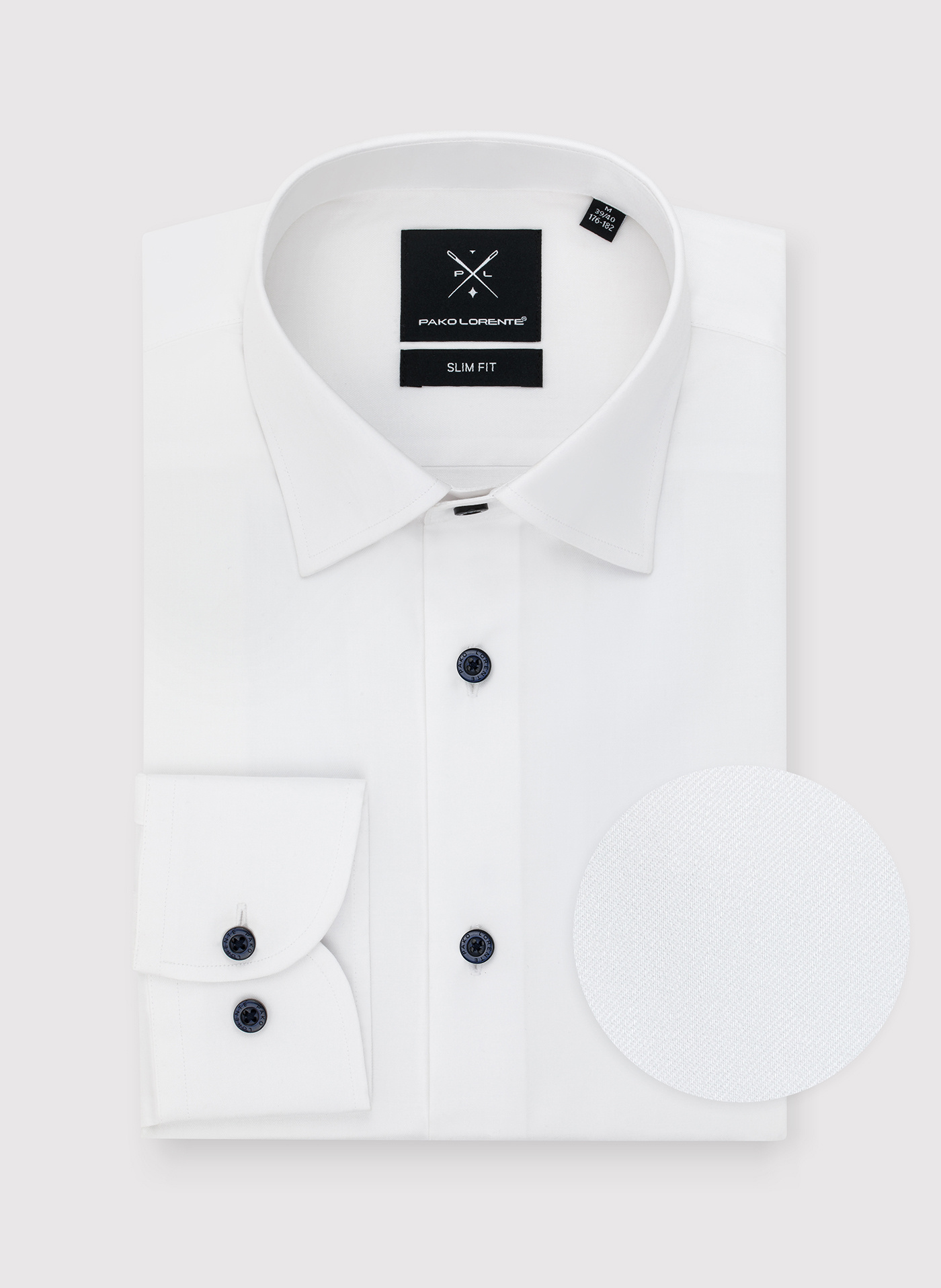 Gładka bawełniana koszula męska długi rękaw - Pako Lorente