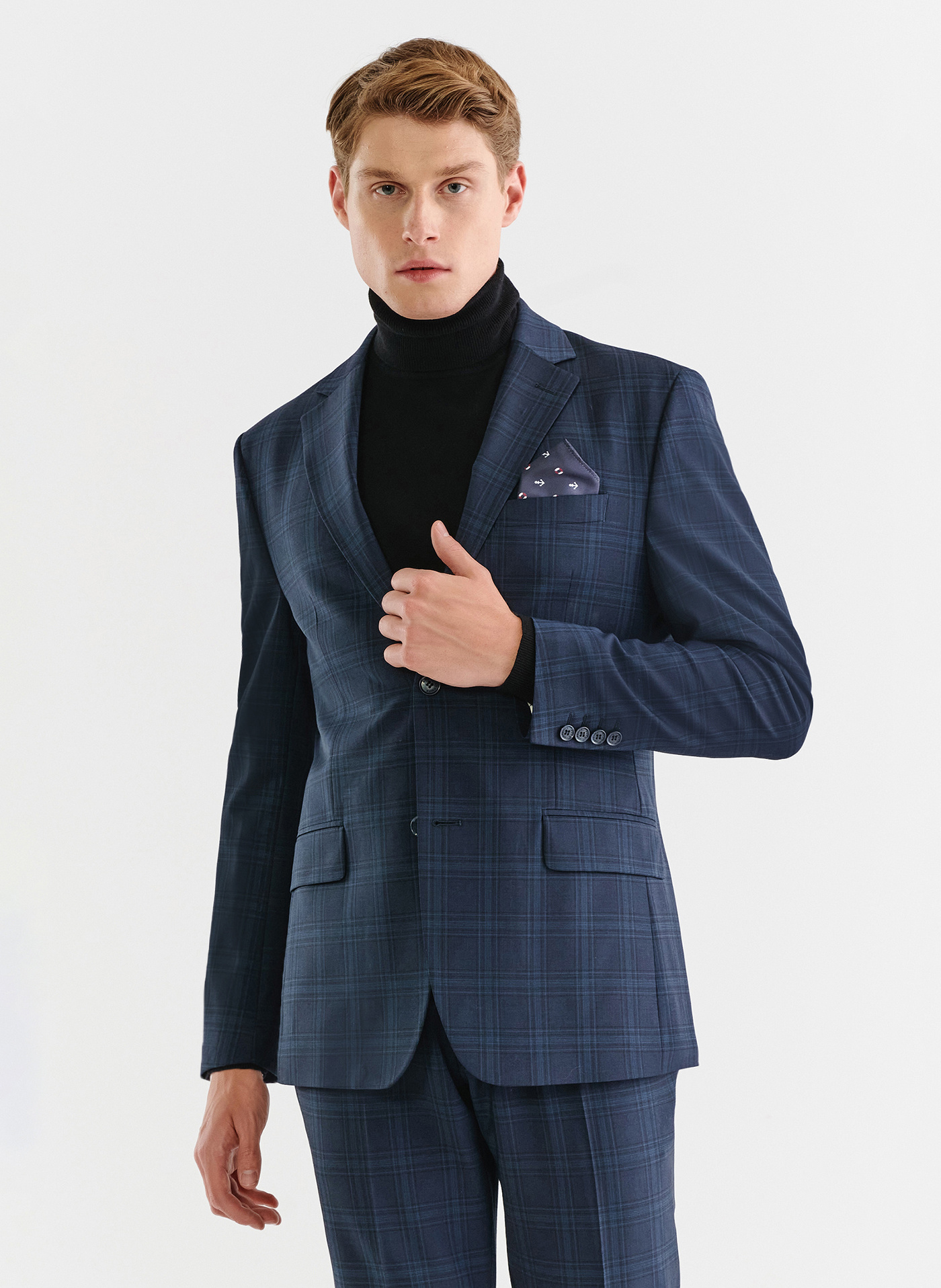 Granatowa marynarka garniturowa z wełną - Pako Lorente