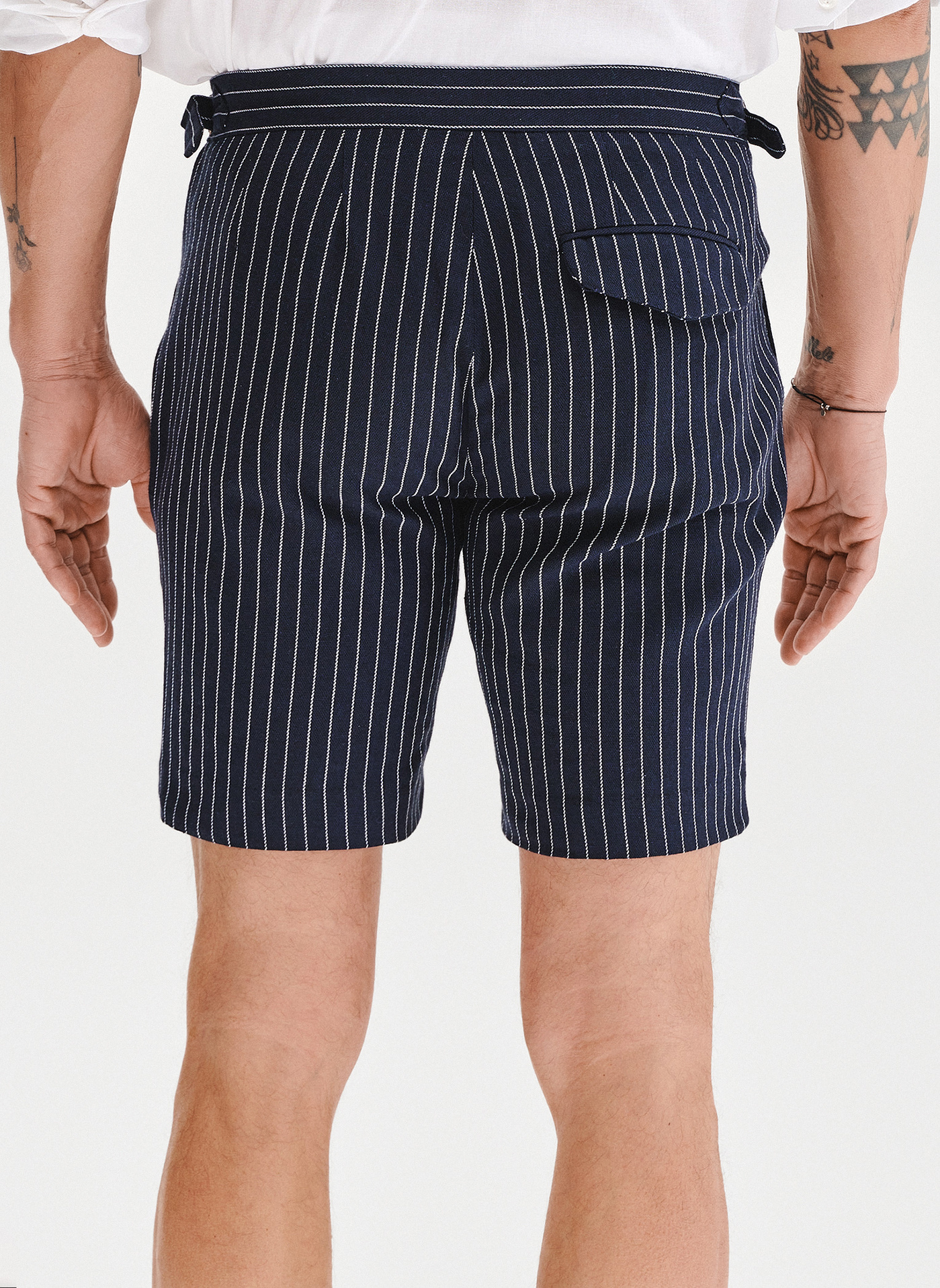 PAKO LORENTE - Szorty męskie w prążek z lnem - Pako Lorente