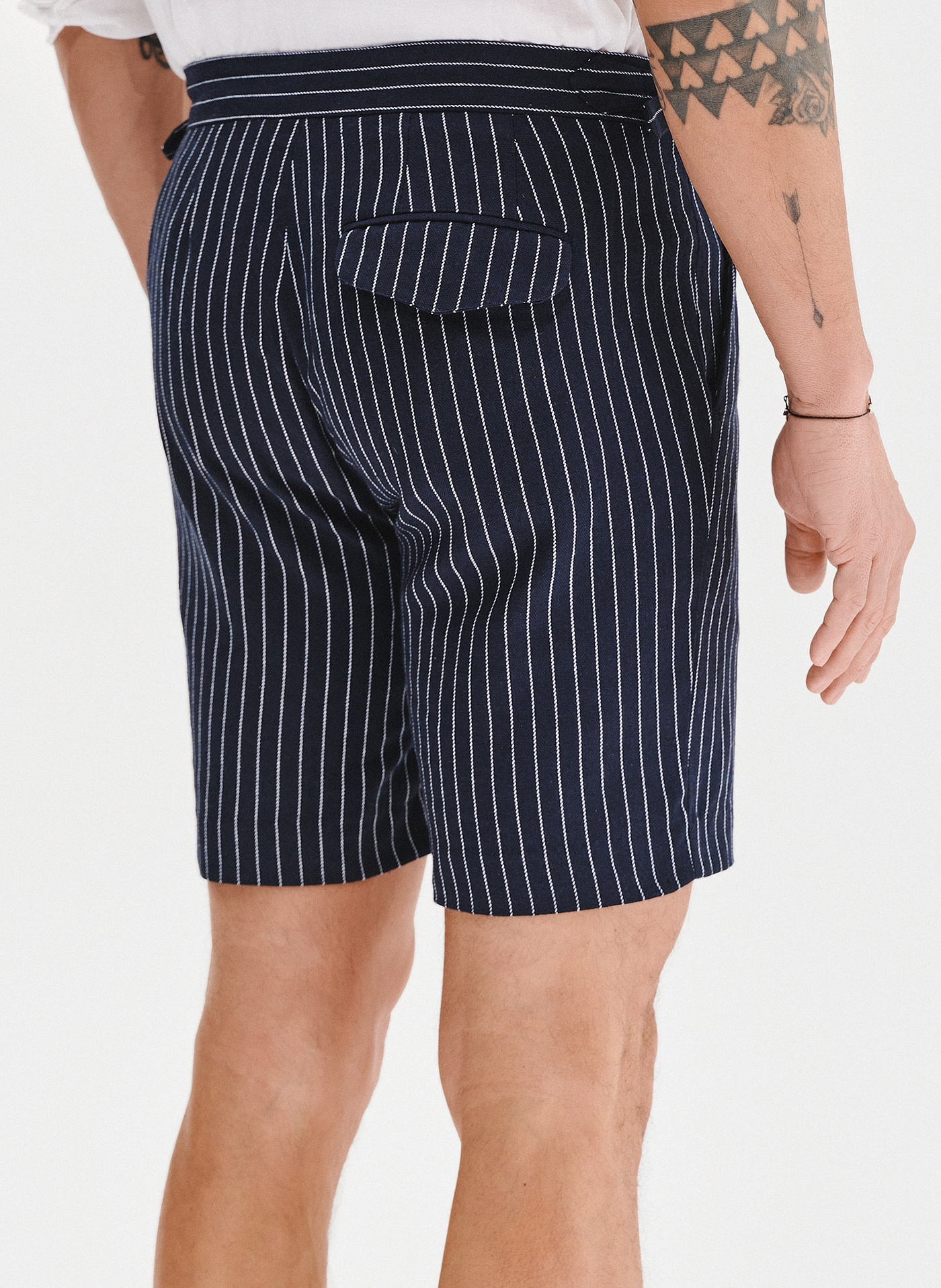 PAKO LORENTE - Szorty męskie w prążek z lnem - Pako Lorente