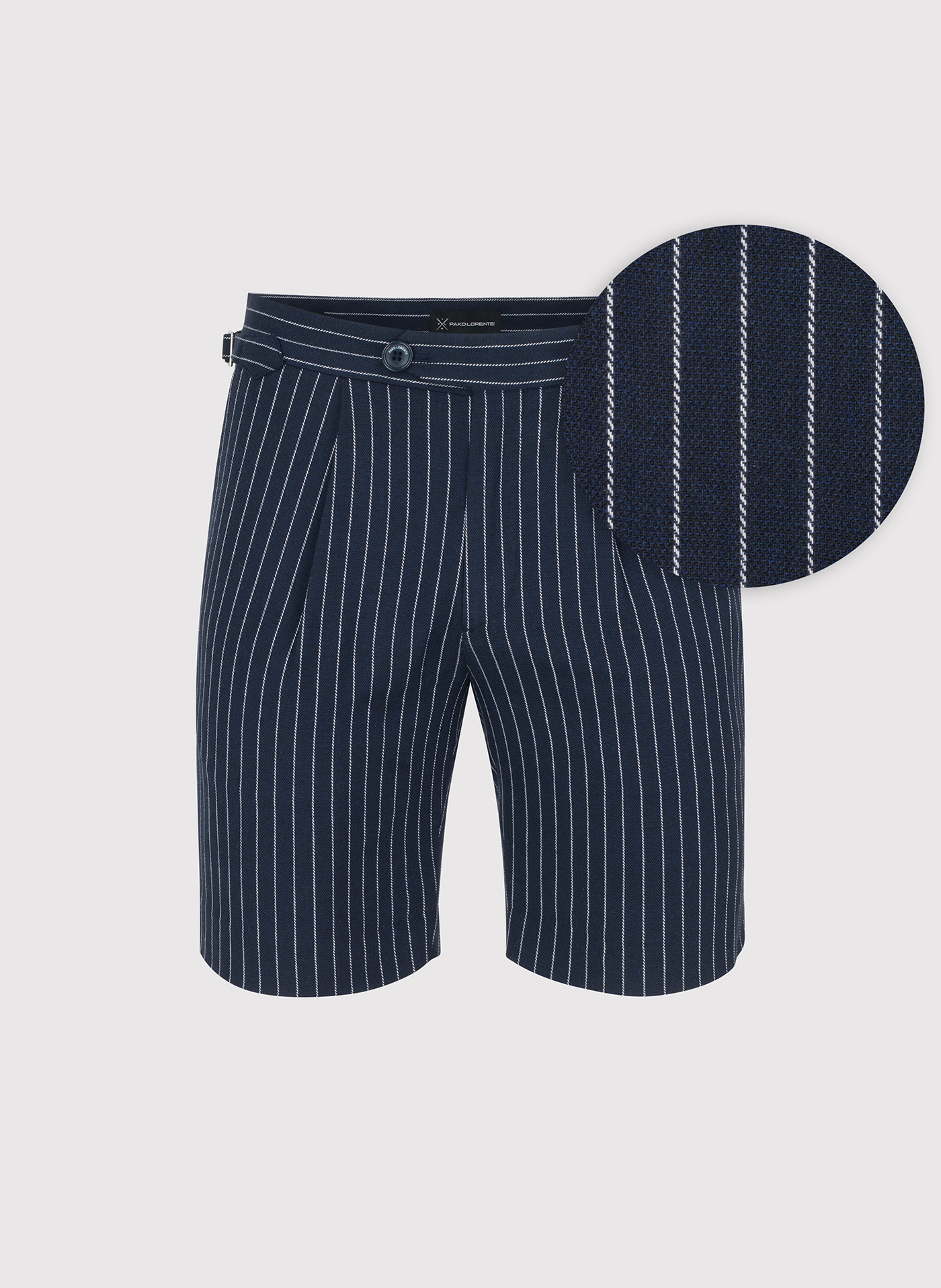 PAKO LORENTE - Szorty męskie w prążek z lnem - Pako Lorente