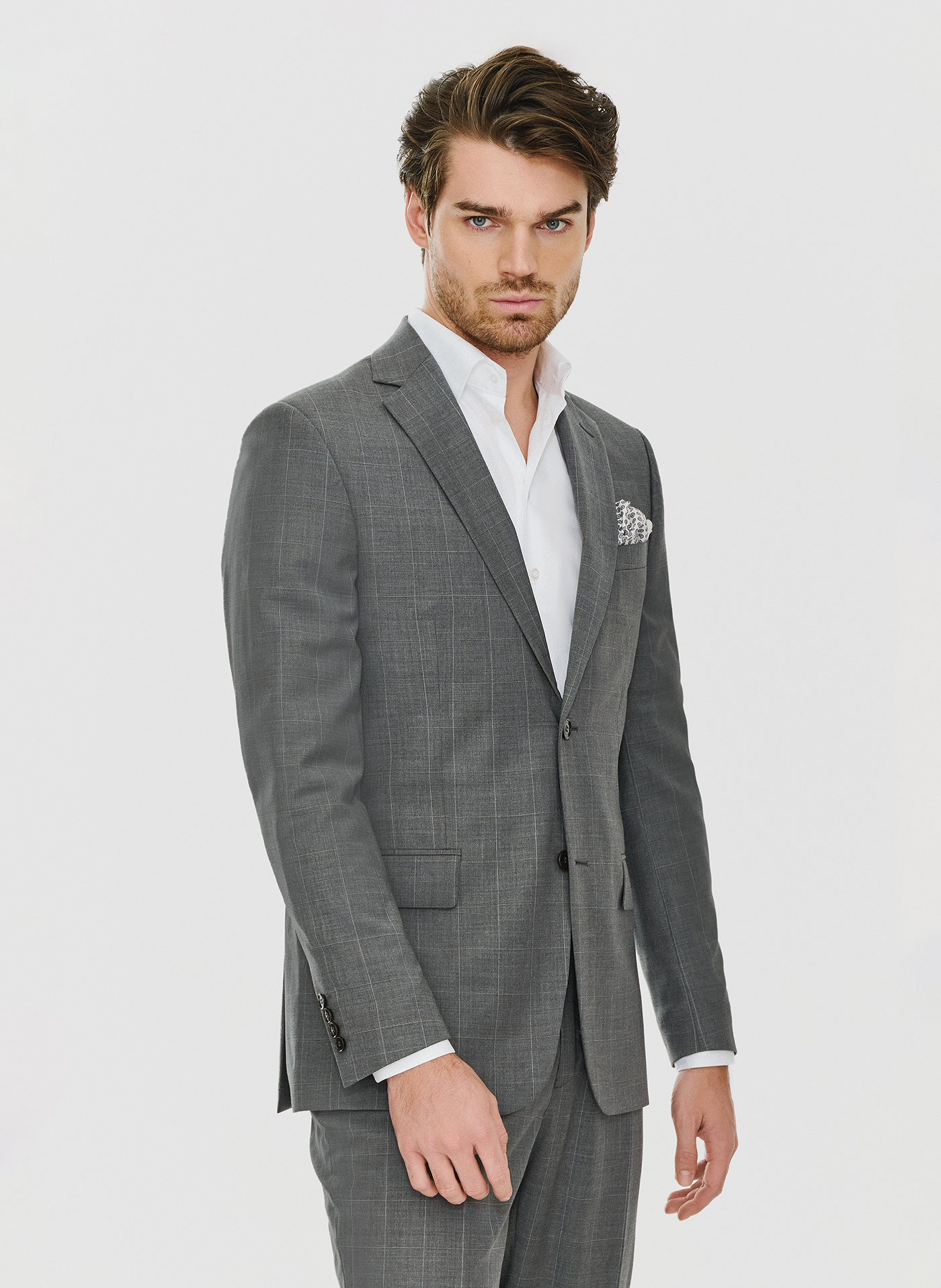 Ciemnoszara marynarka garniturowa w delikatną kratę - Pako Lorente