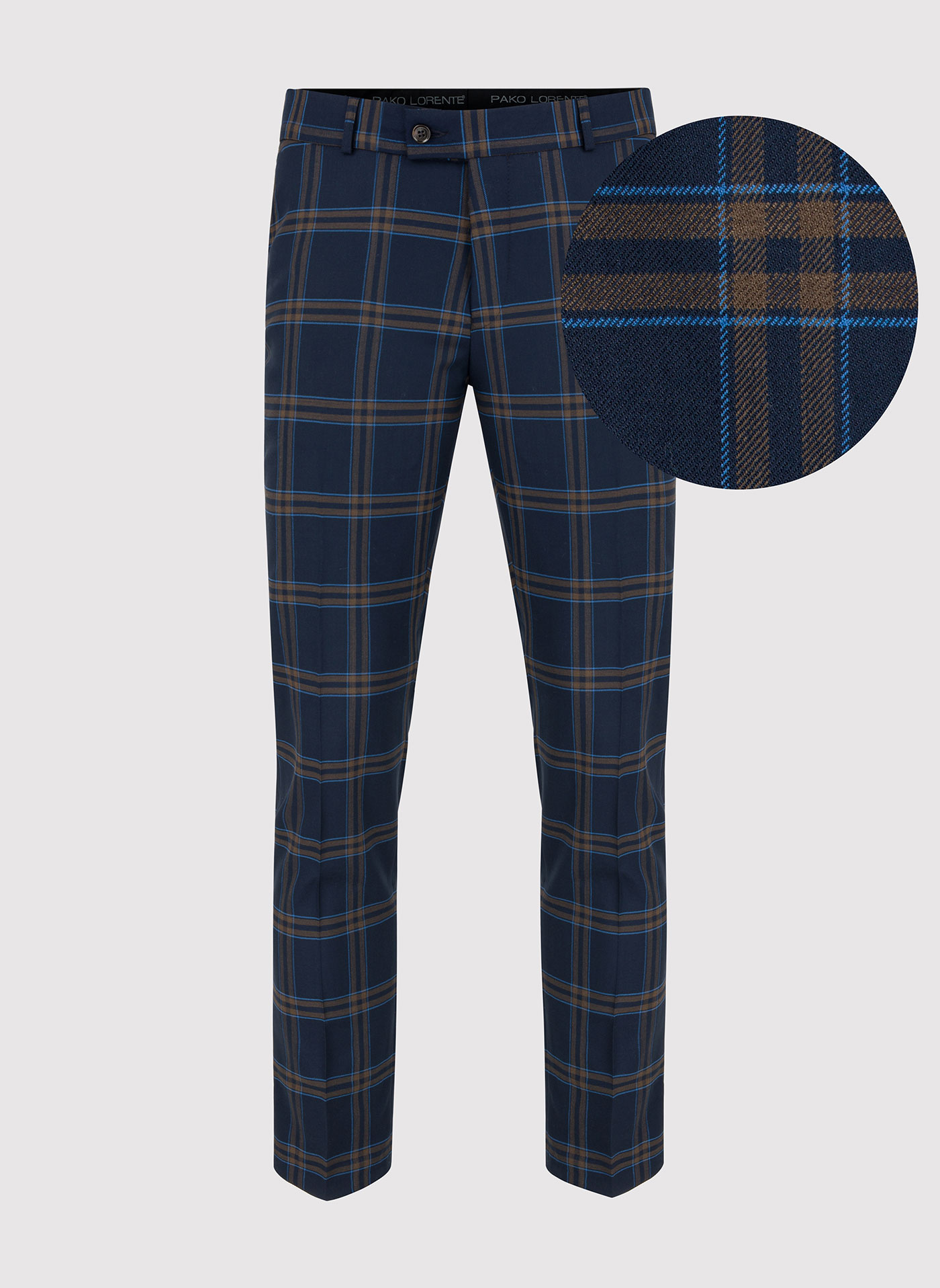 Granatowe spodnie garniturowe w kratę - Pako Lorente