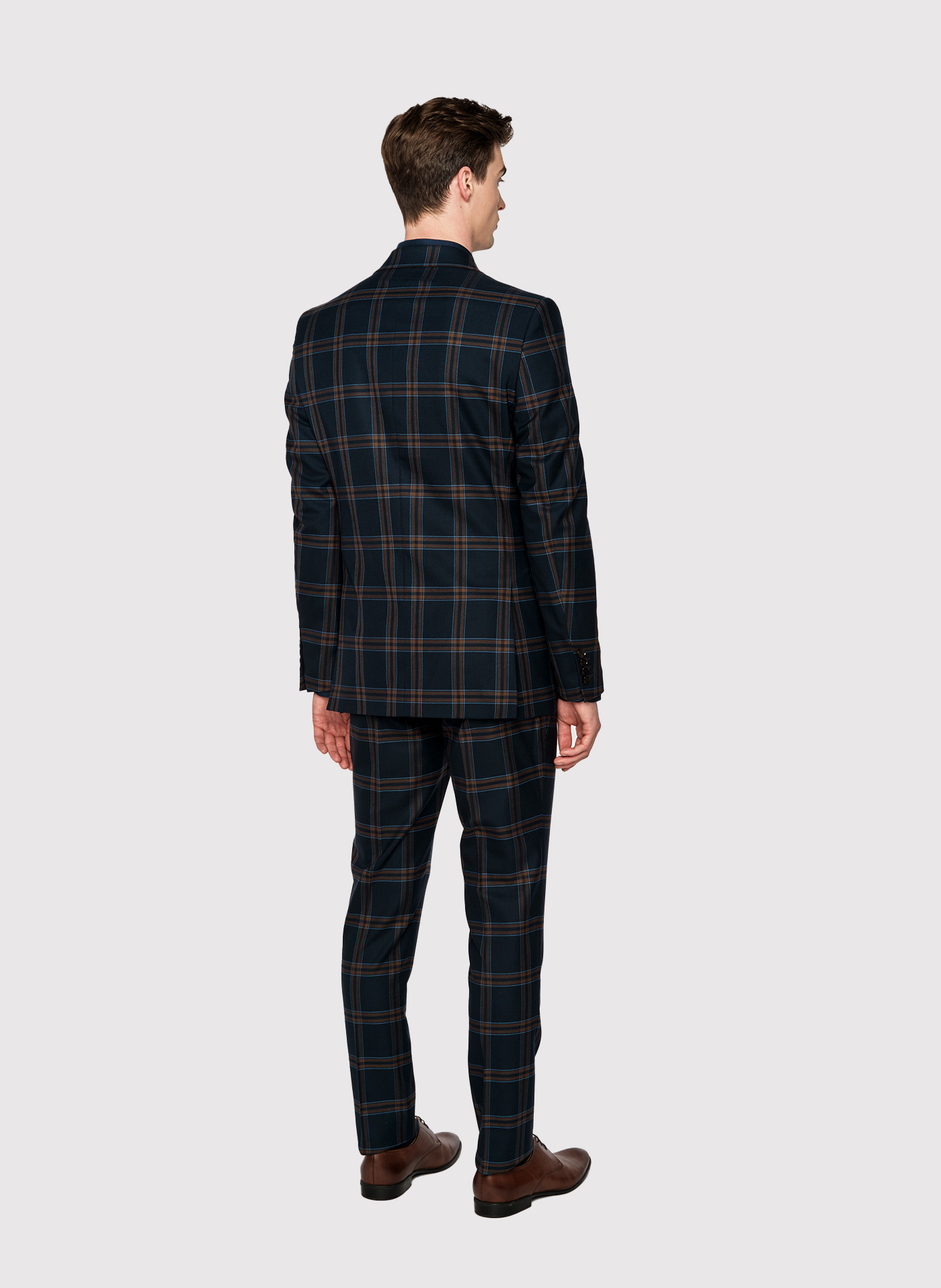 Granatowe spodnie garniturowe w kratę - Pako Lorente