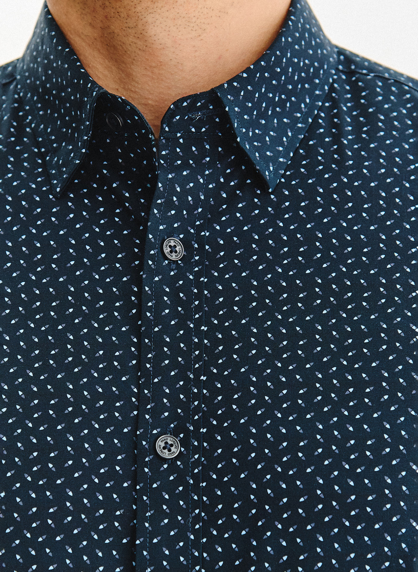 Granatowa koszula we wzór geometryczny - Pako Lorente