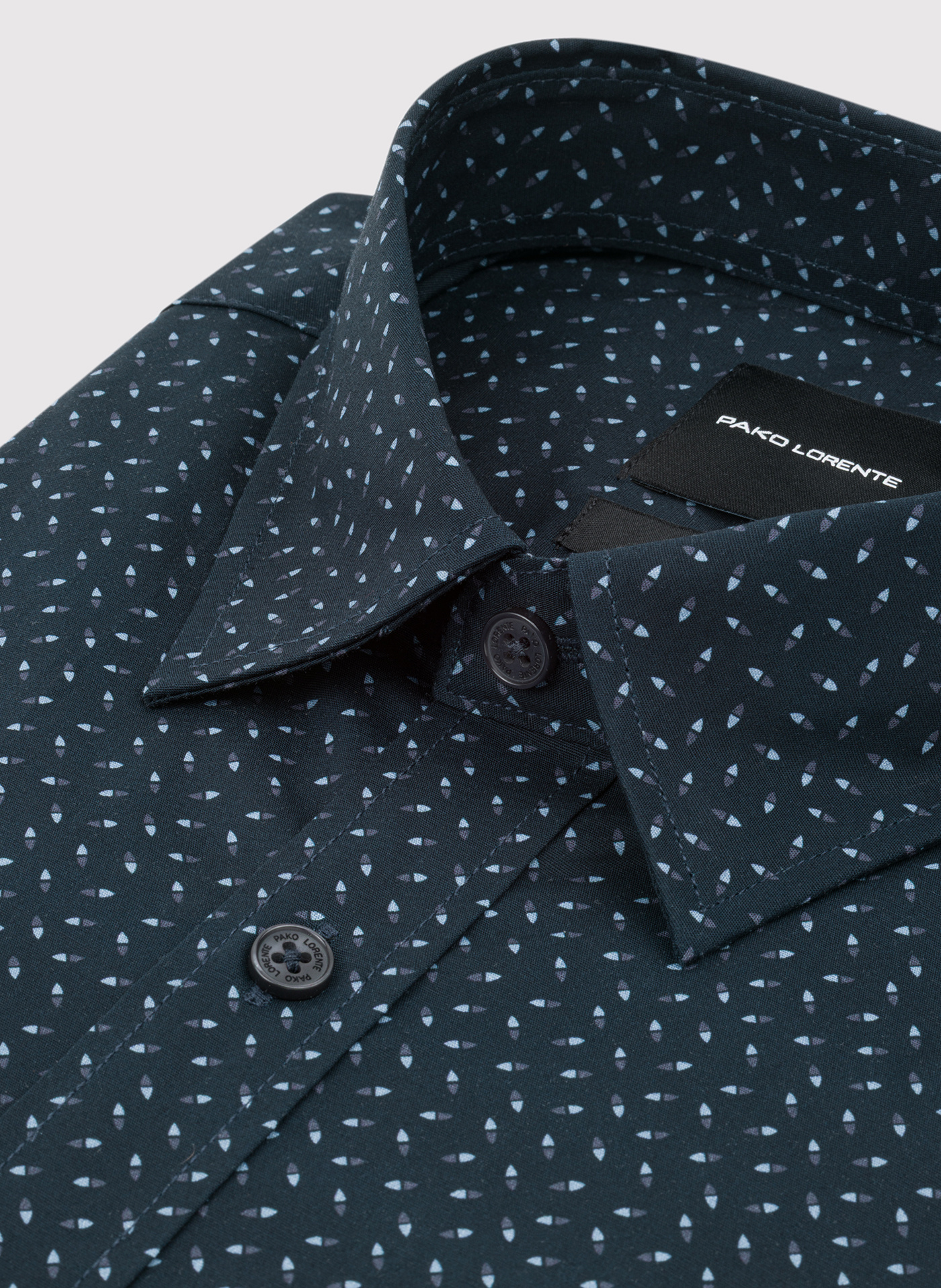 Granatowa koszula we wzór geometryczny - Pako Lorente