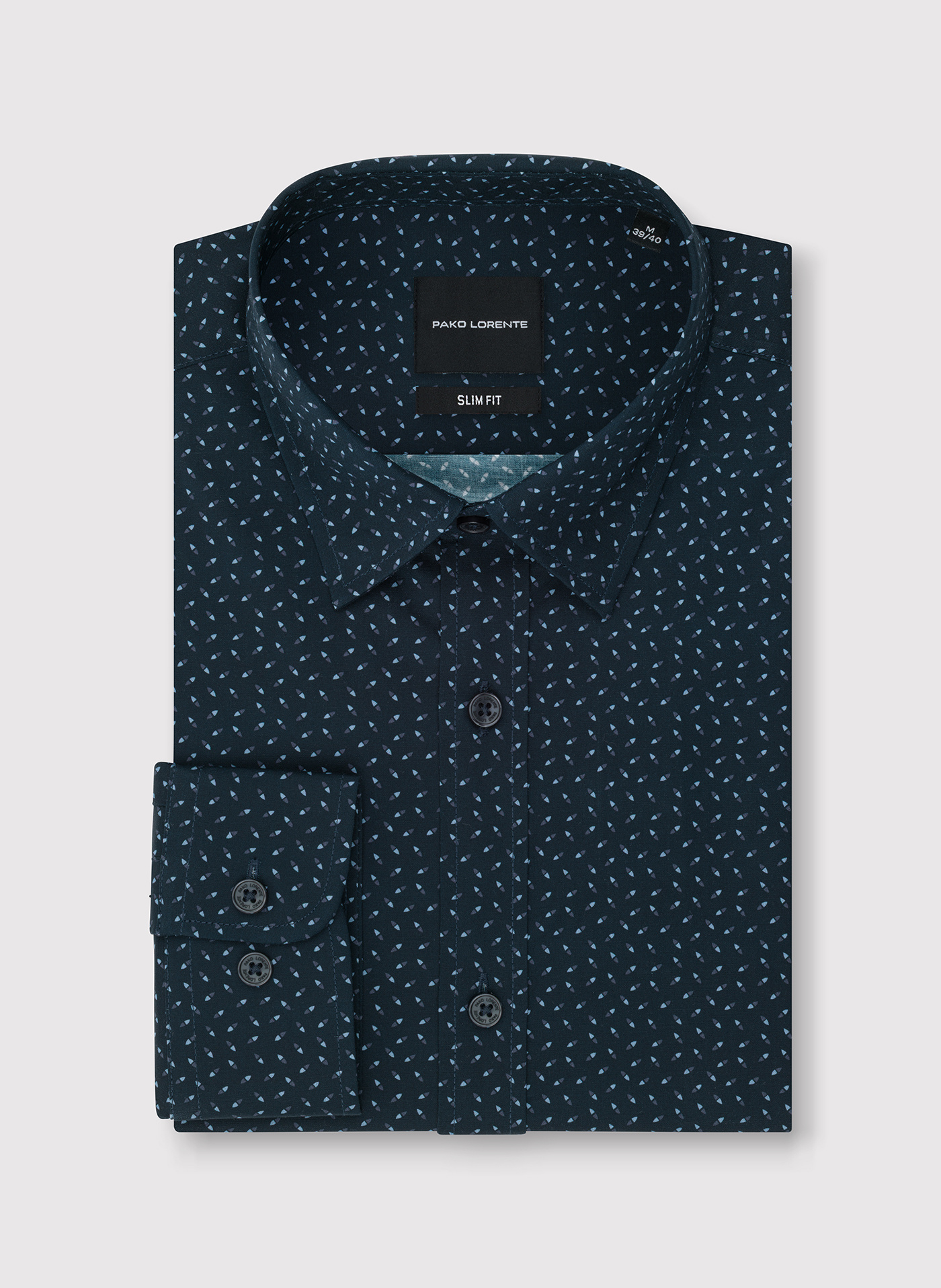 Granatowa koszula we wzór geometryczny - Pako Lorente