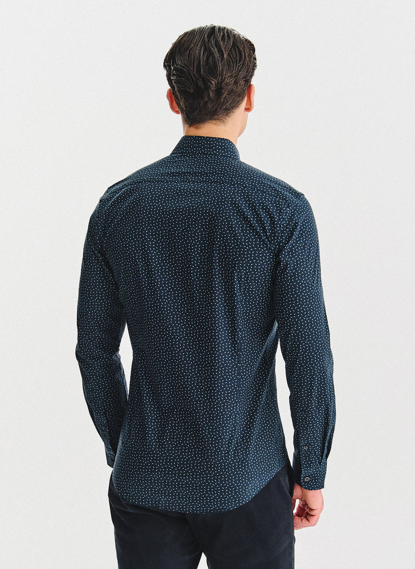 Granatowa koszula we wzór geometryczny - Pako Lorente