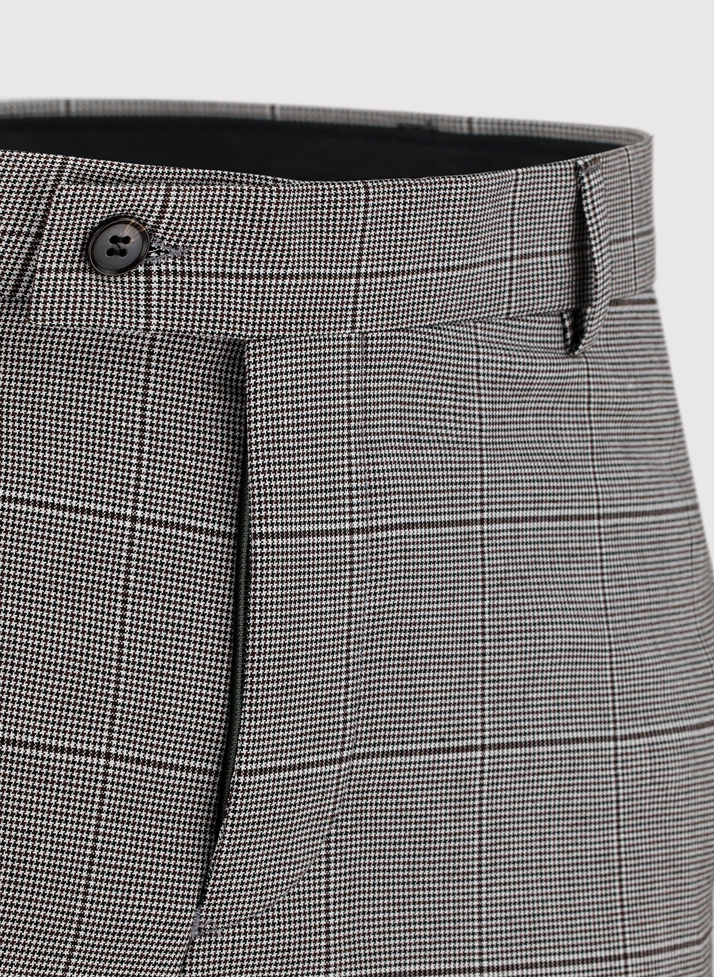 Męskie spodnie garniturowe w kratę w brązowych tonach - Pako Lorente