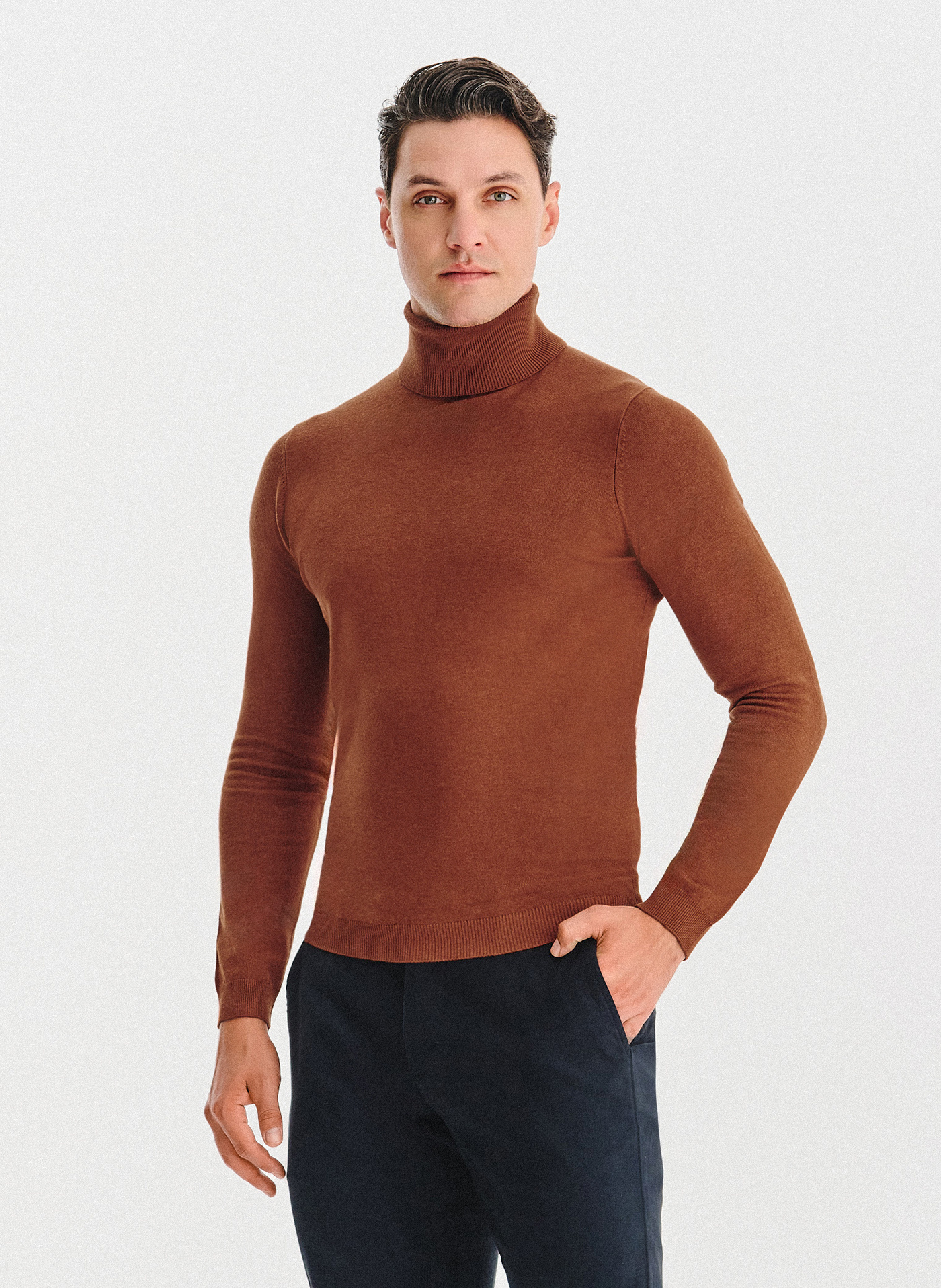 PAKO LORENTE - Golf męski w rudym kolorze - Pako Lorente