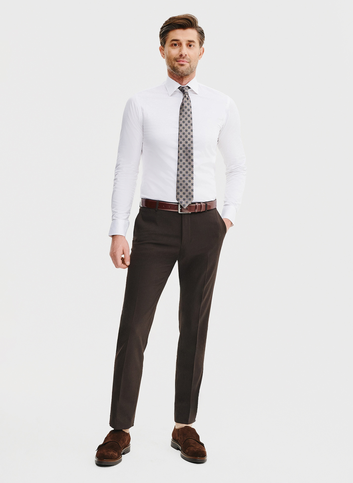 Brązowe spodnie garniturowe - Pako Lorente