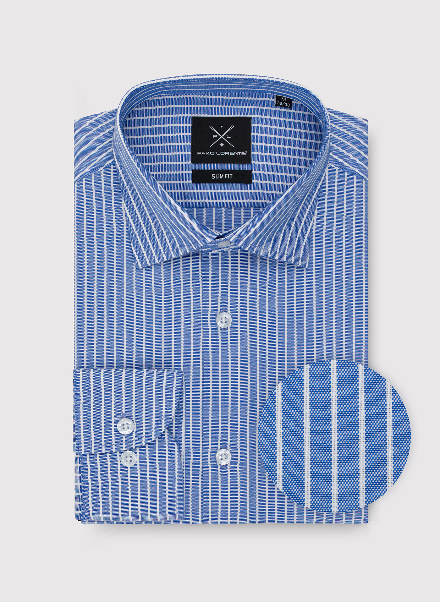 Niebieska koszula męska w paski - Pako Lorente