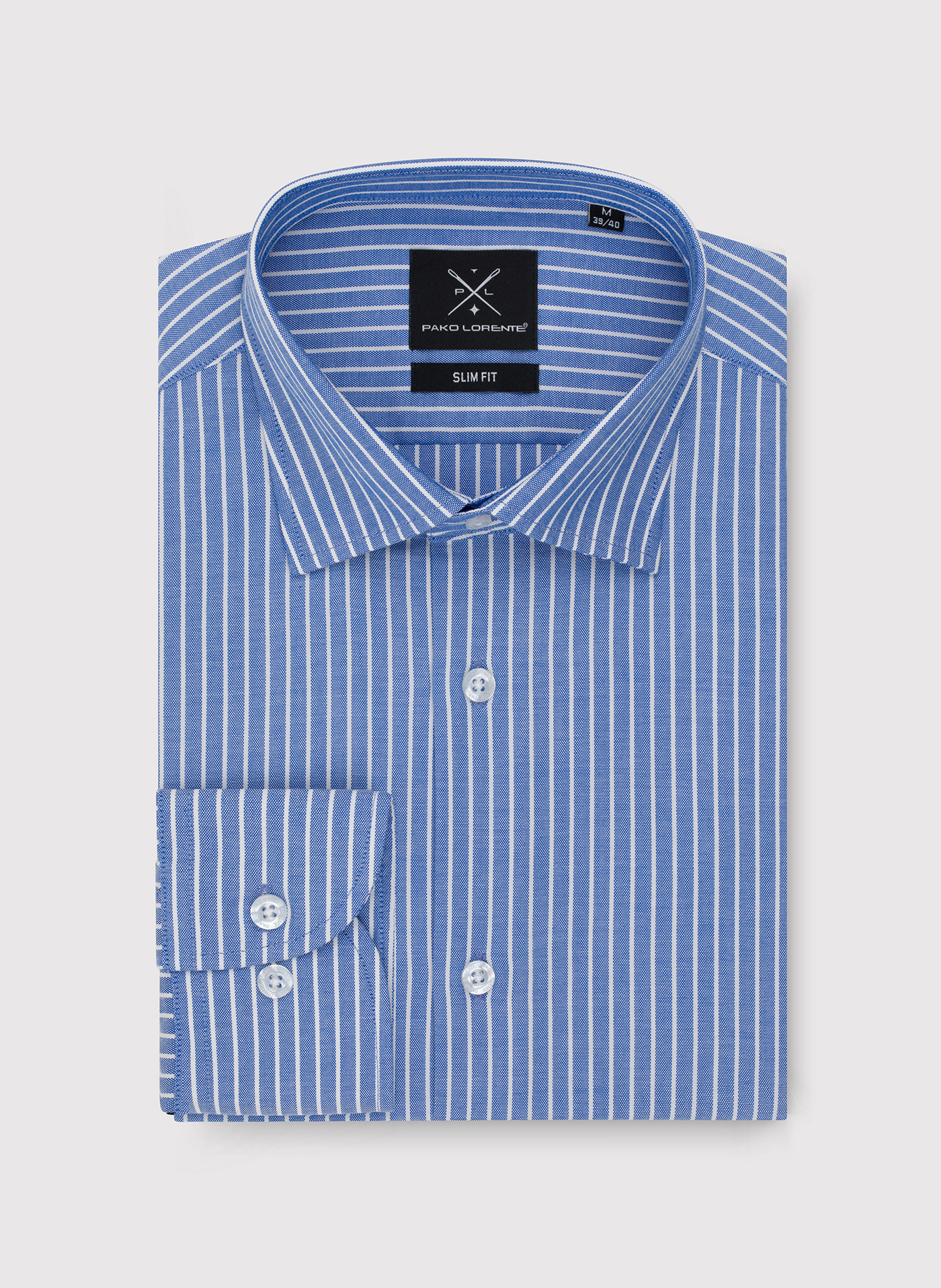 Niebieska koszula męska w paski - Pako Lorente