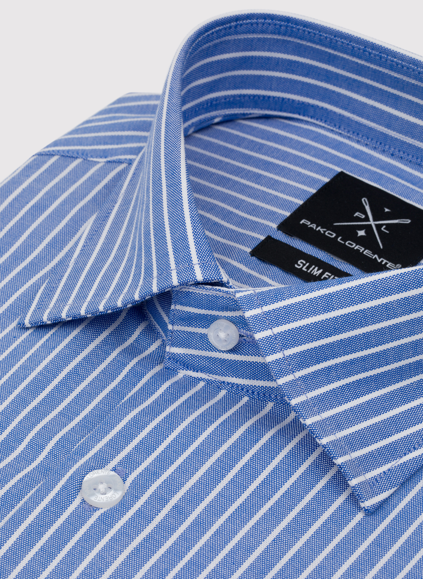 Niebieska koszula męska w paski - Pako Lorente