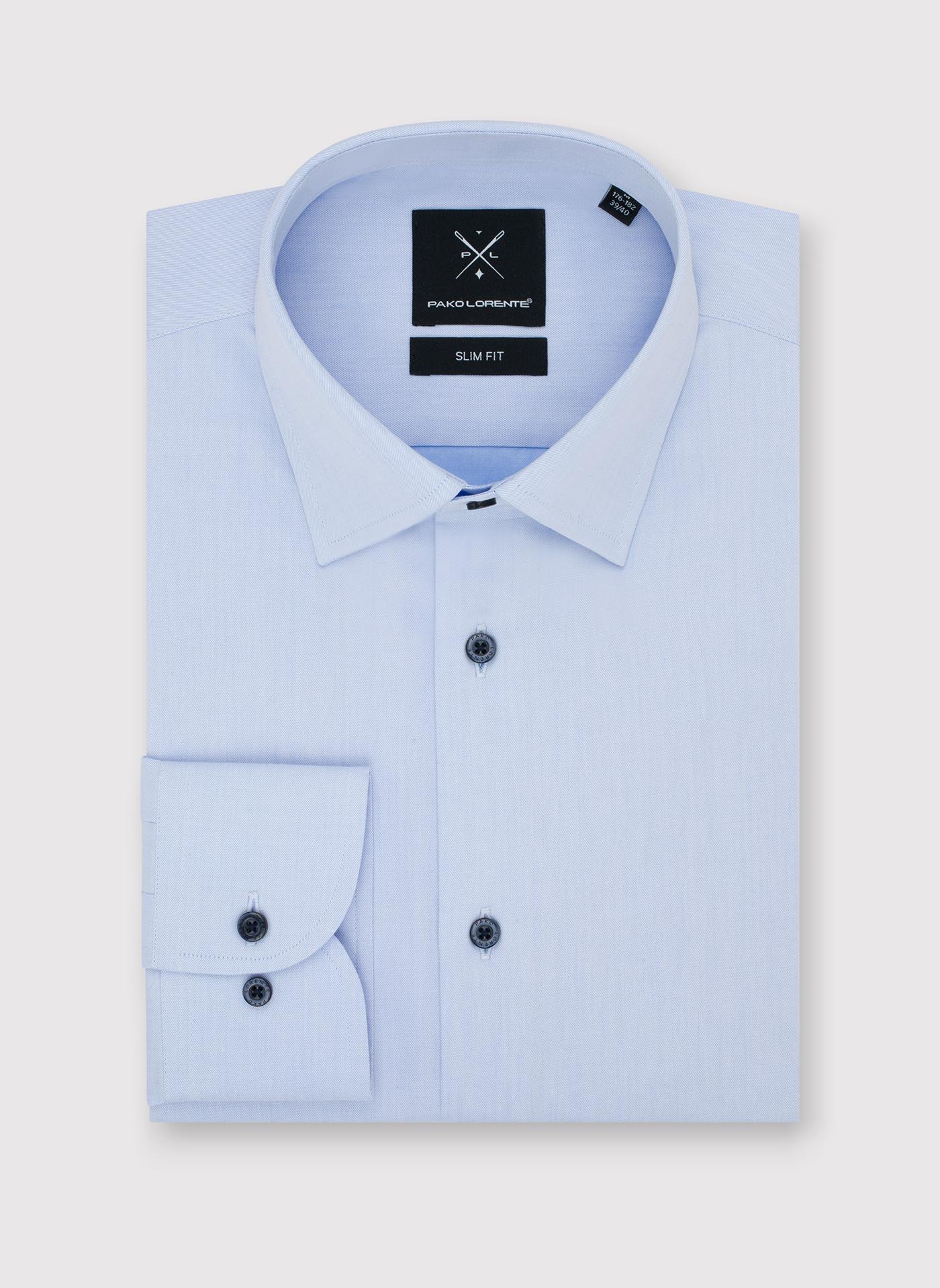 Gładka bawełniana koszula męska długi rękaw - Pako Lorente