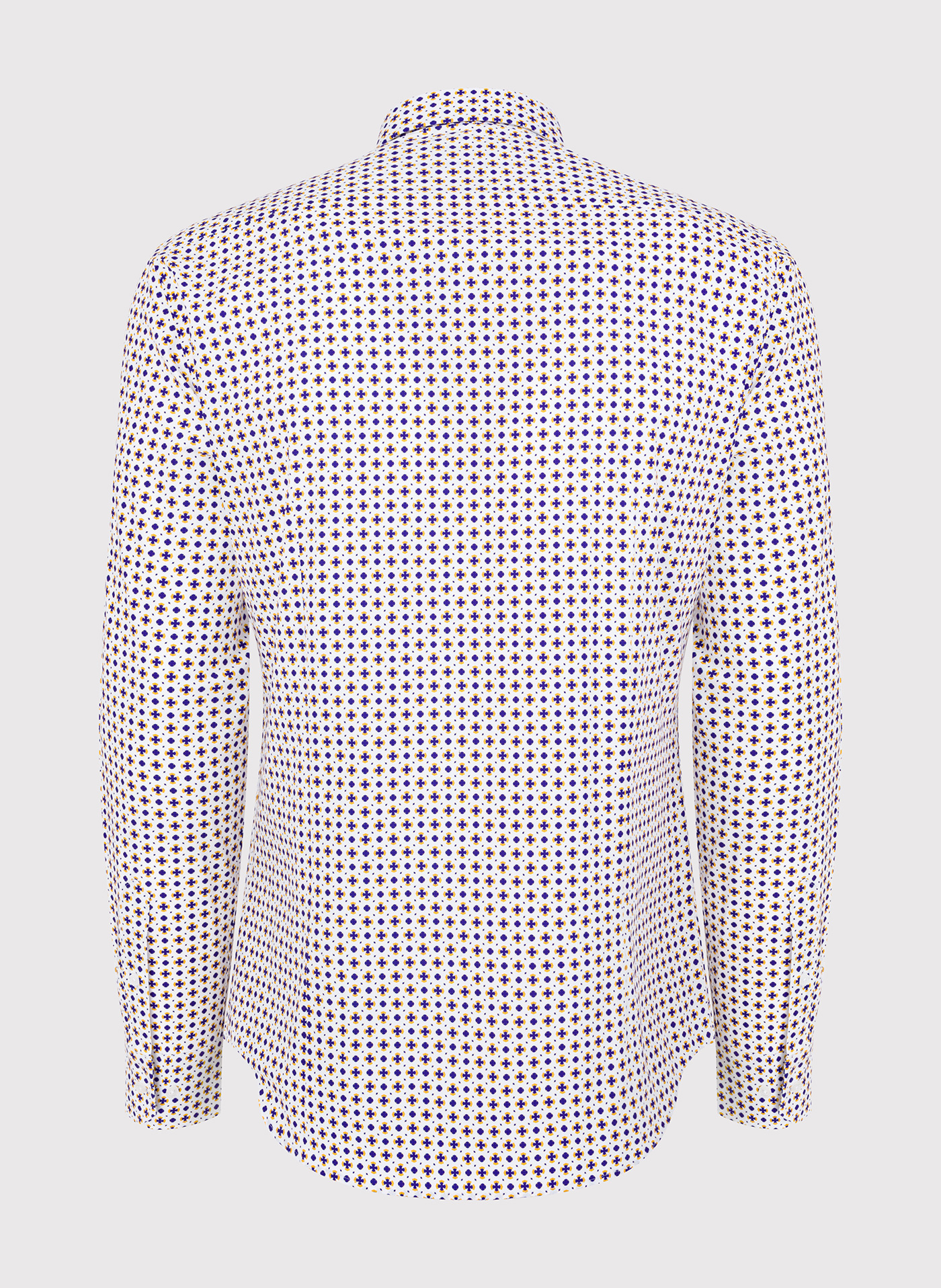 Biała koszula w niebiesko-żółty wzór P23WF-1X-018-B-S - Pako Lorente