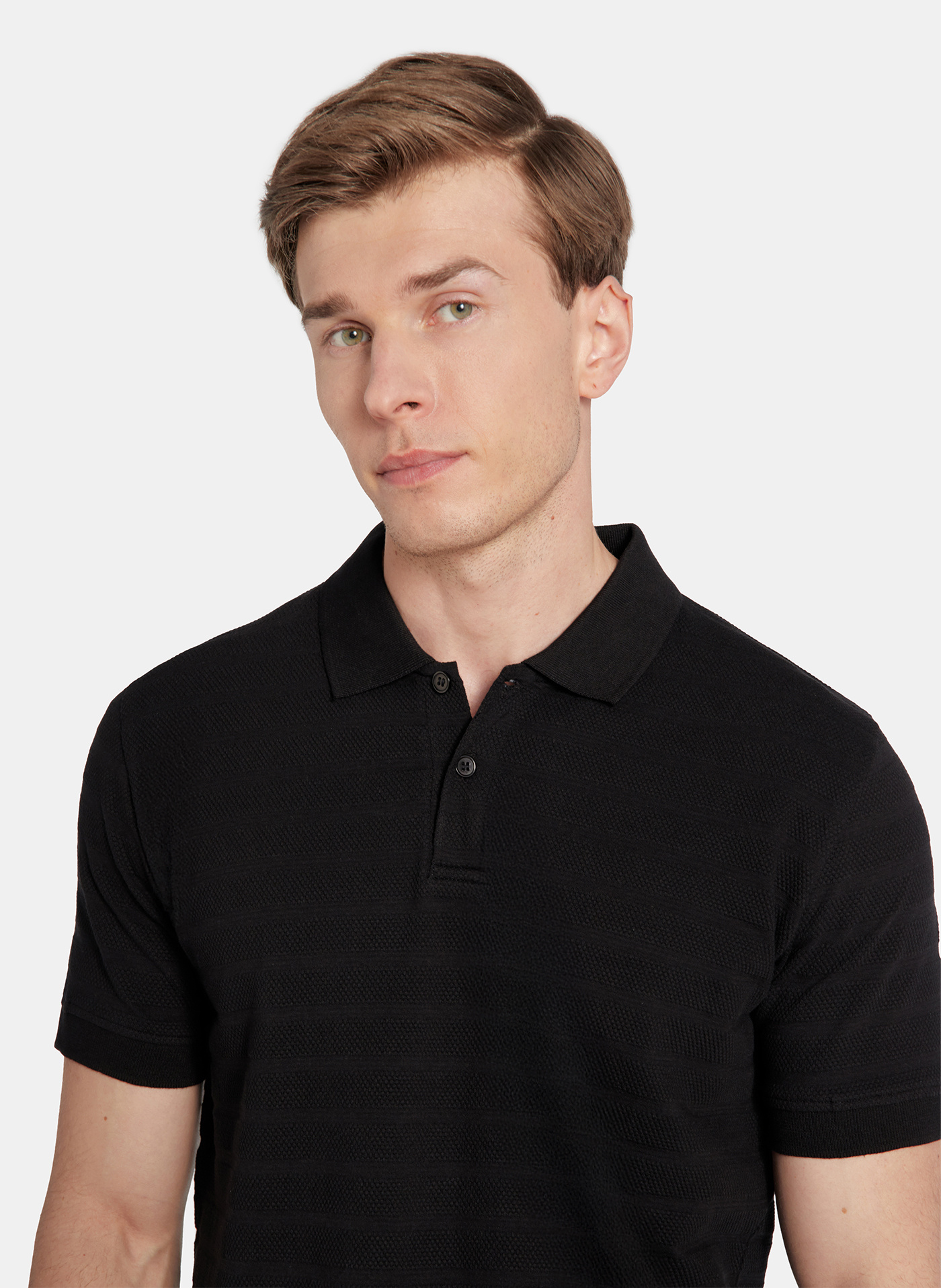 PAKO LORENTE - Czarne bawełniane polo w prążki - Pako Lorente