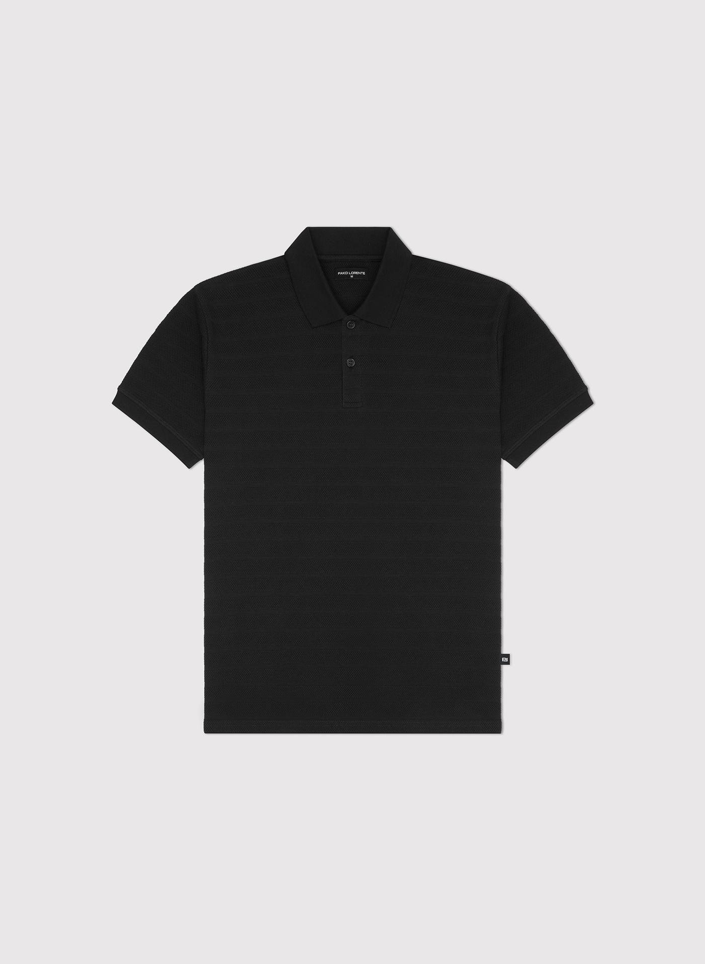 PAKO LORENTE - Czarne bawełniane polo w prążki - Pako Lorente