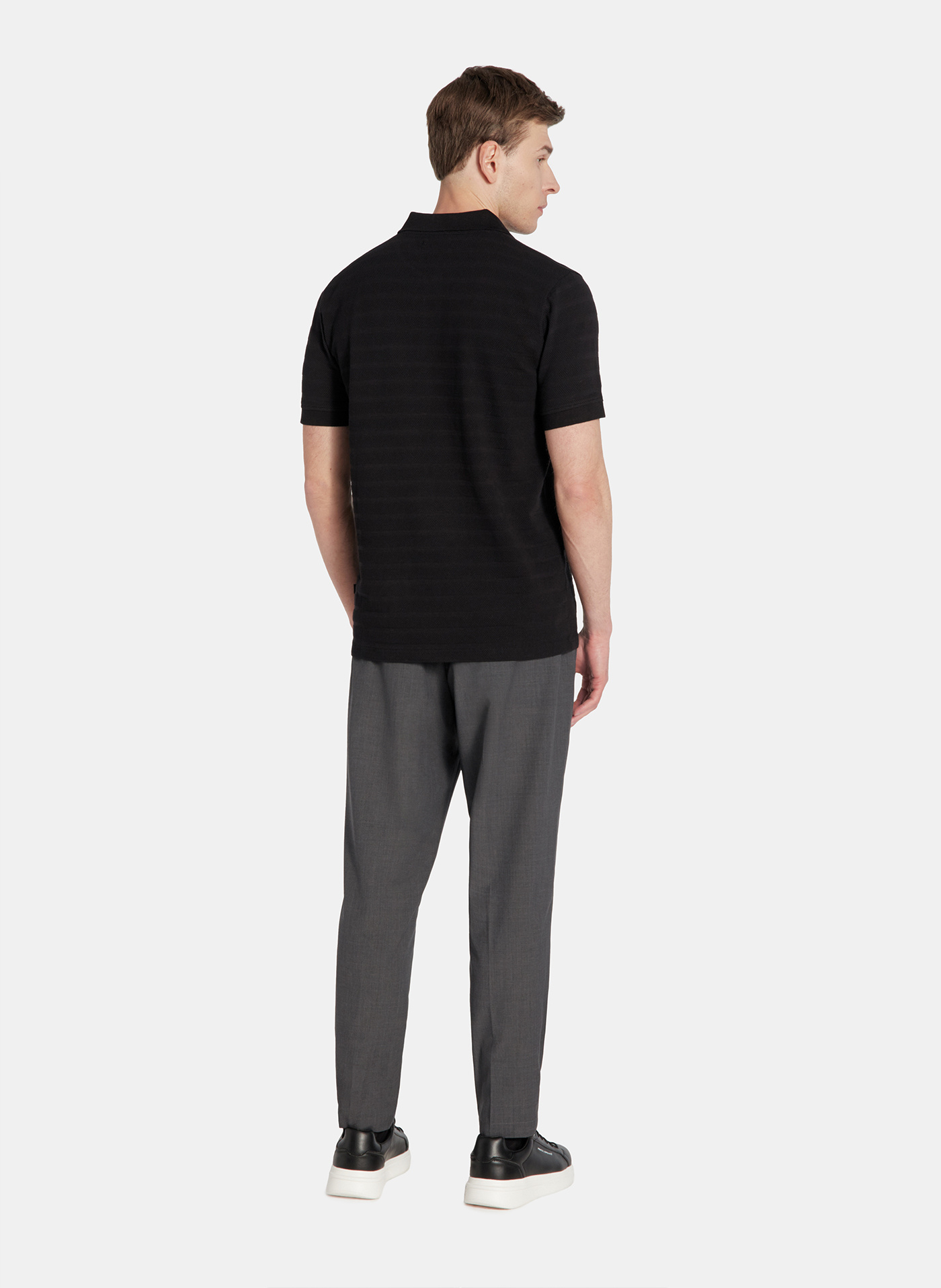 PAKO LORENTE - Czarne bawełniane polo w prążki - Pako Lorente