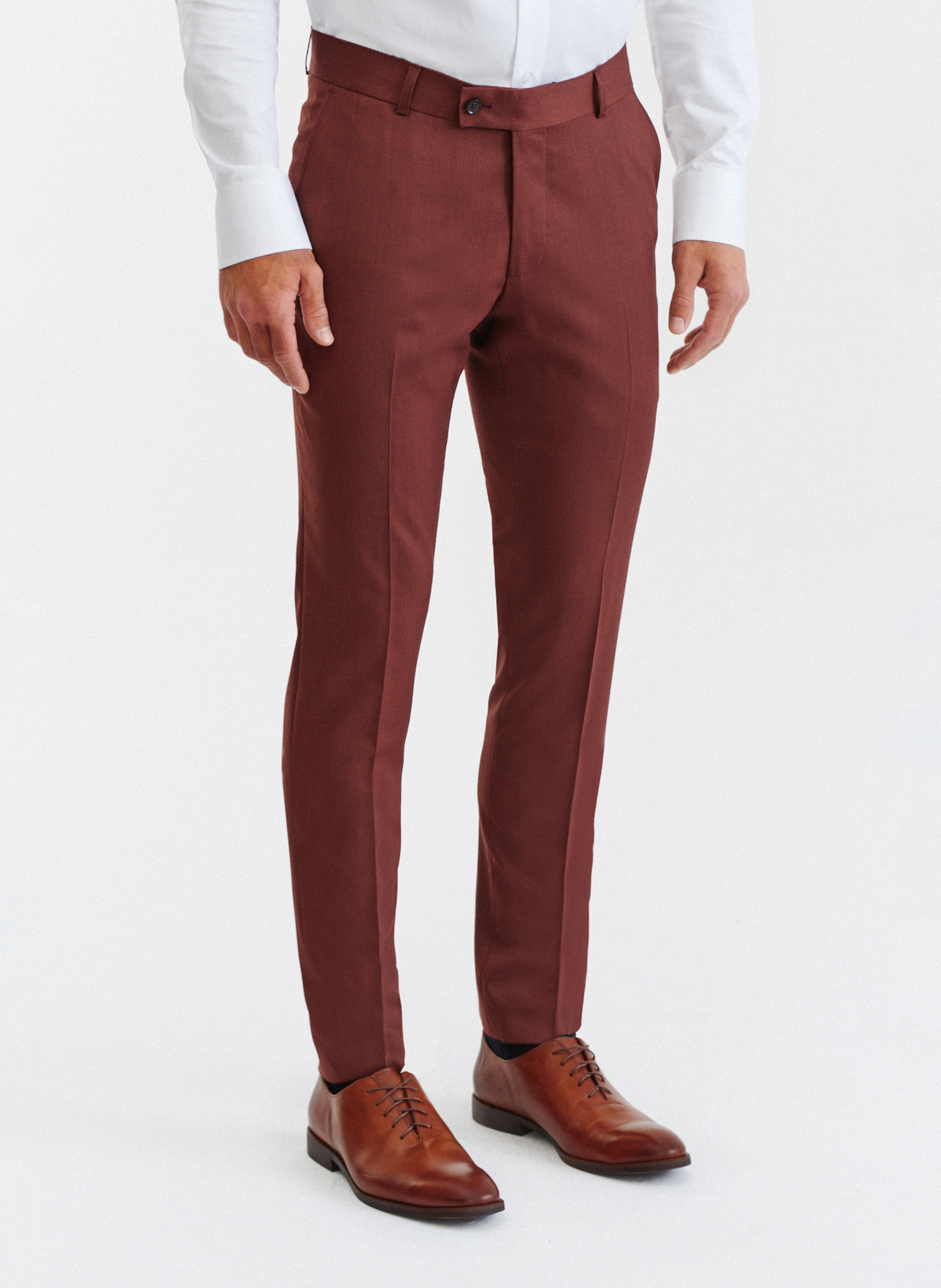 Gładkie spodnie garniturowe w kolorze brązowym - Pako Lorente
