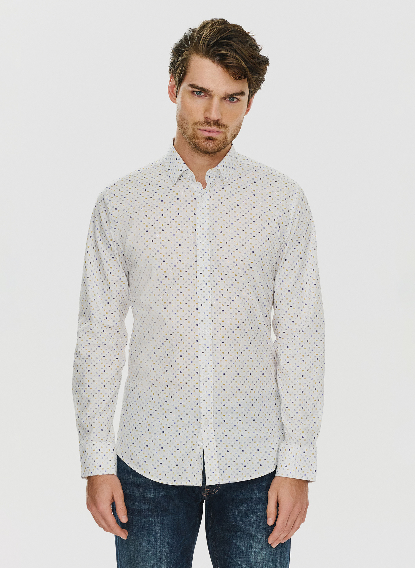 Męska koszula w mikrowzór P24SF-1X-020-B-S - Pako Lorente - Pako Lorente