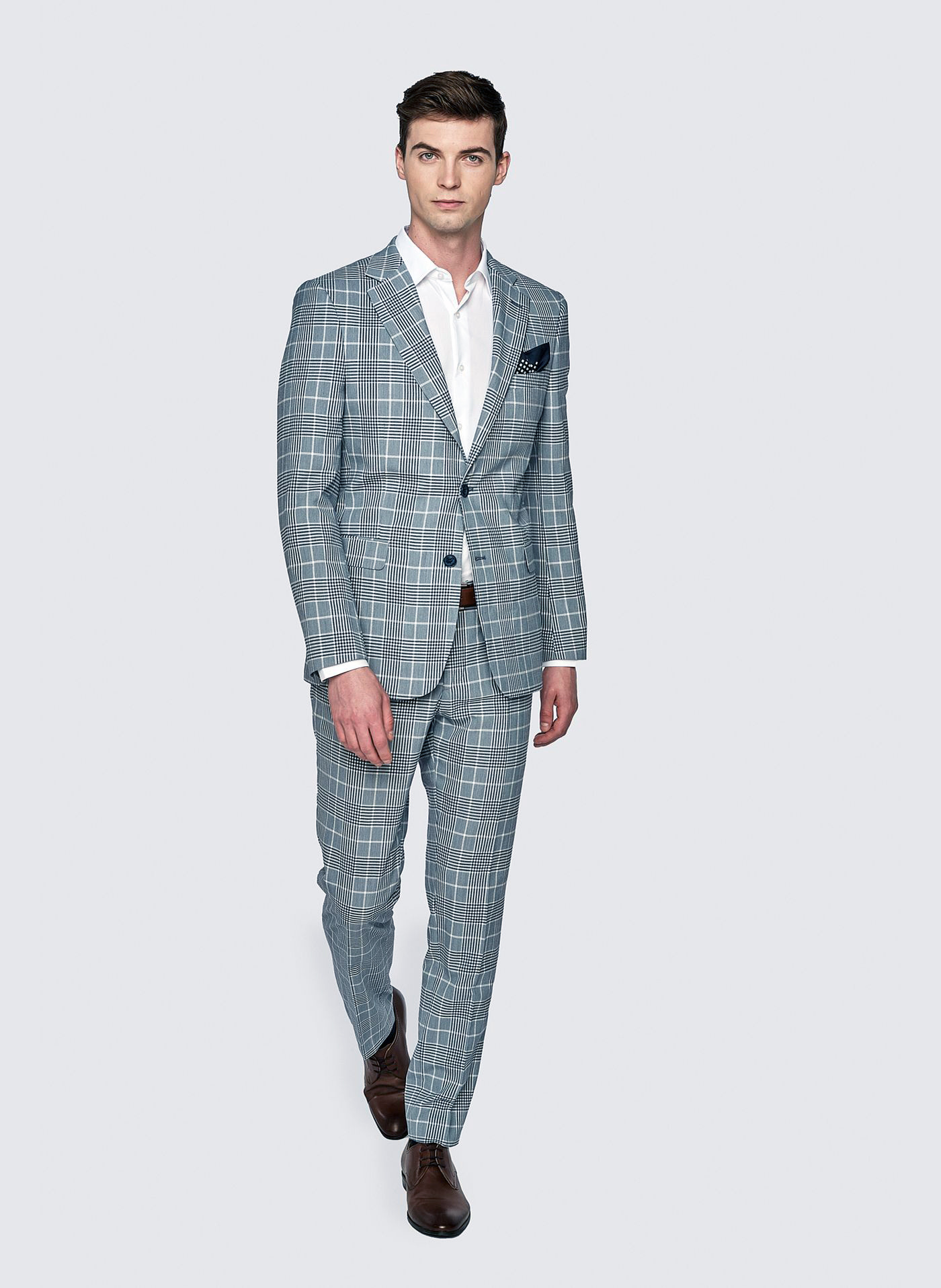 Niebieskie spodnie garniturowe w kratę - Pako Lorente