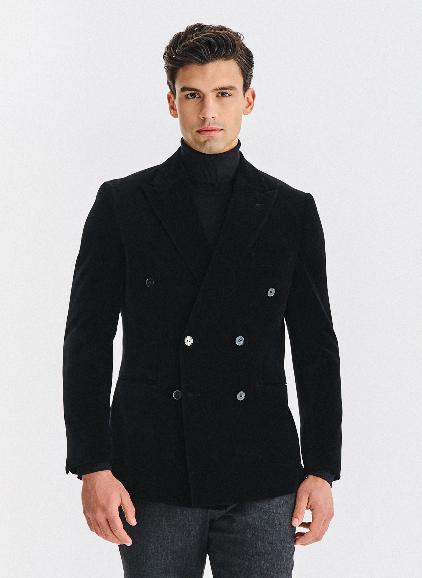 Czarna dwurzędowa marynarka męska - Pako Lorente