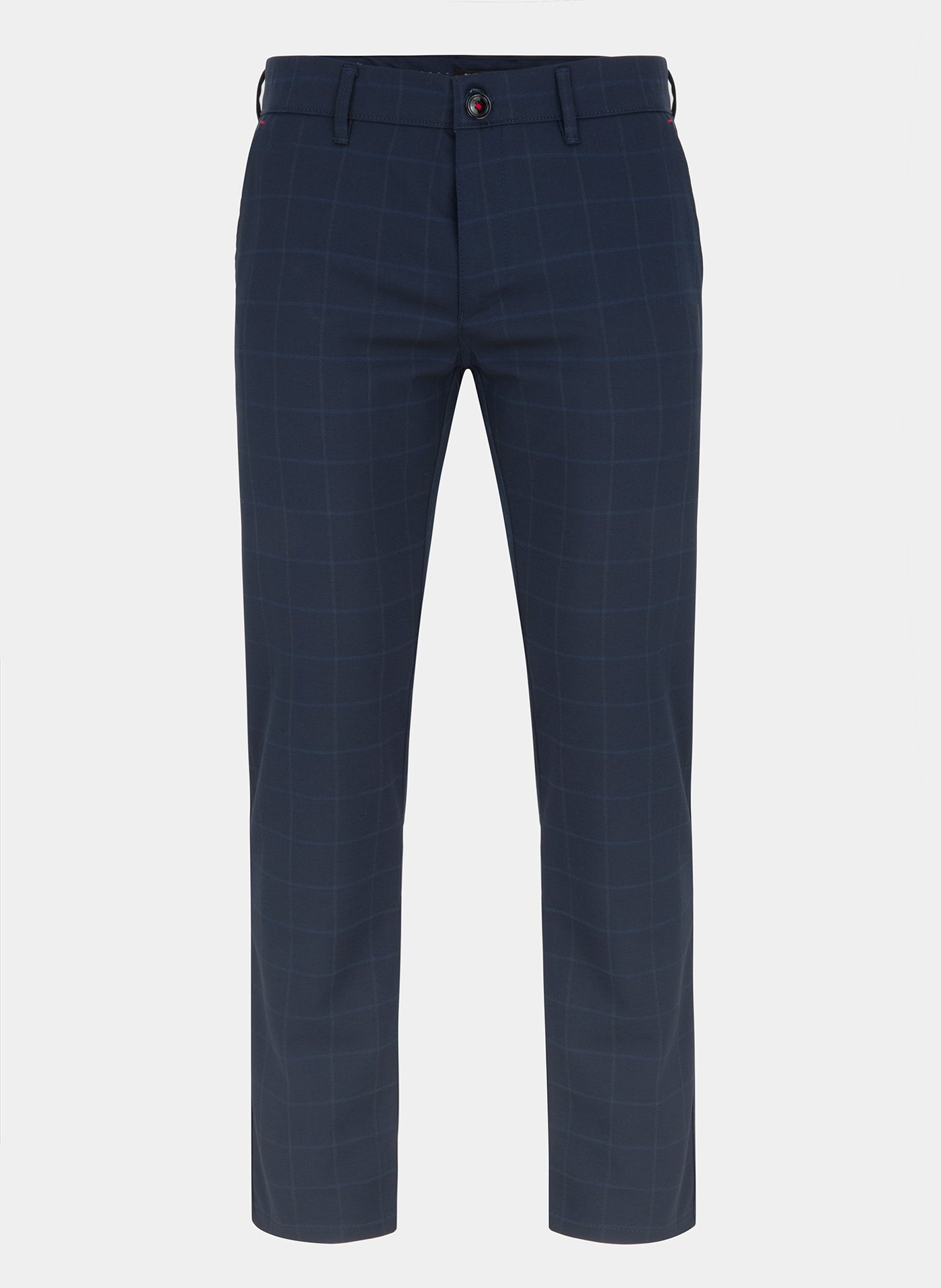 Granatowe spodnie męskie DORJE w delikatną kratę P000B-WX-213-G - Pako Lorente