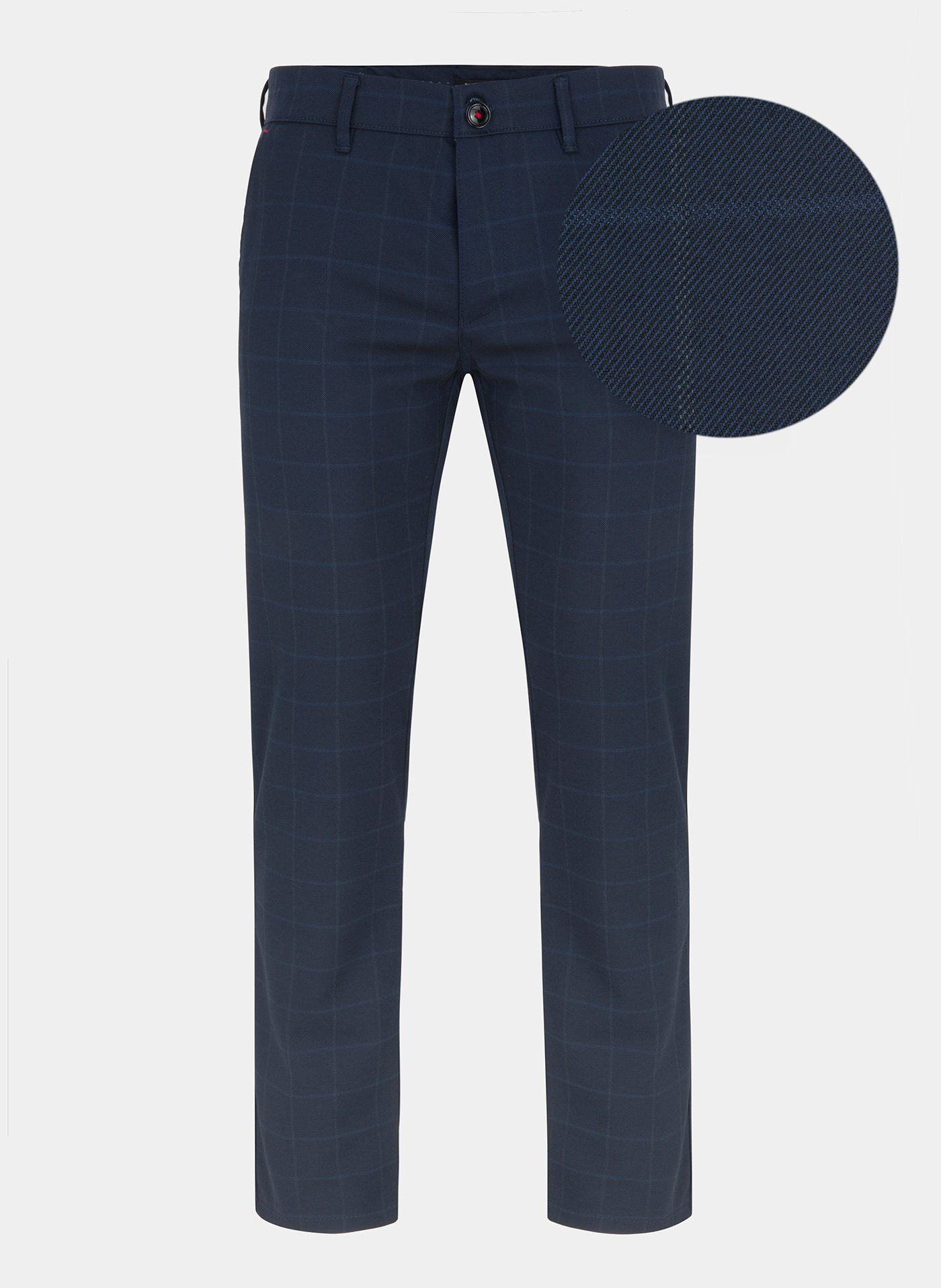 Granatowe spodnie męskie DORJE w delikatną kratę P000B-WX-213-G - Pako Lorente