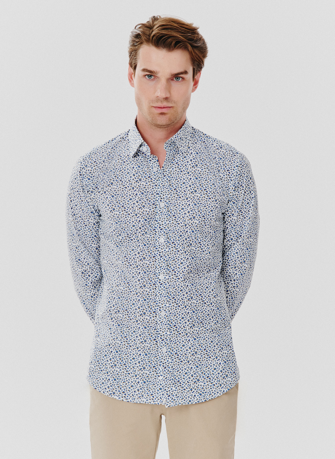 Koszula męska w kwiatki długi rękaw - Pako Lorente