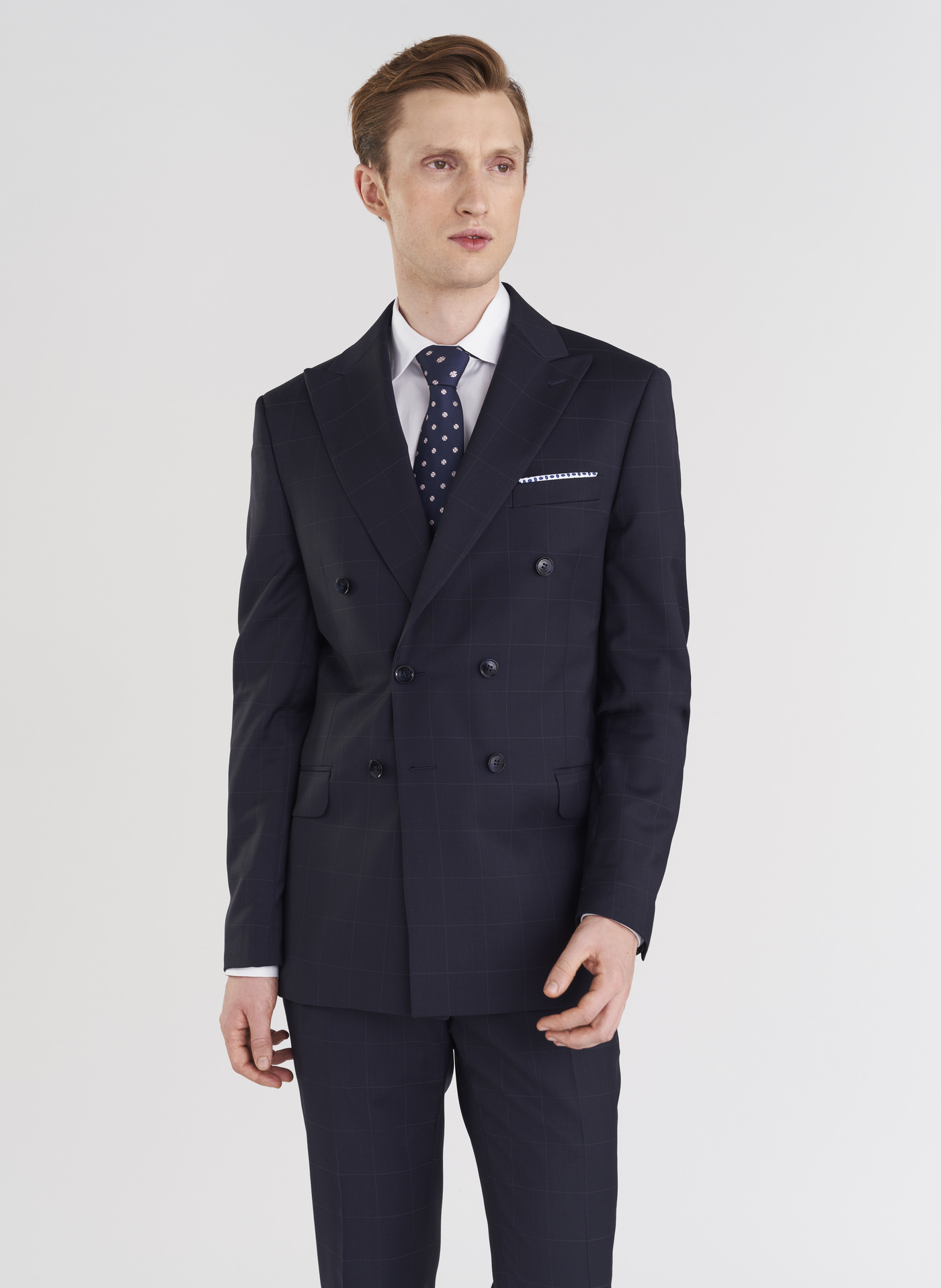 Dwurzędowa marynarka garniturowa w subtelną kratę - Pako Lorente