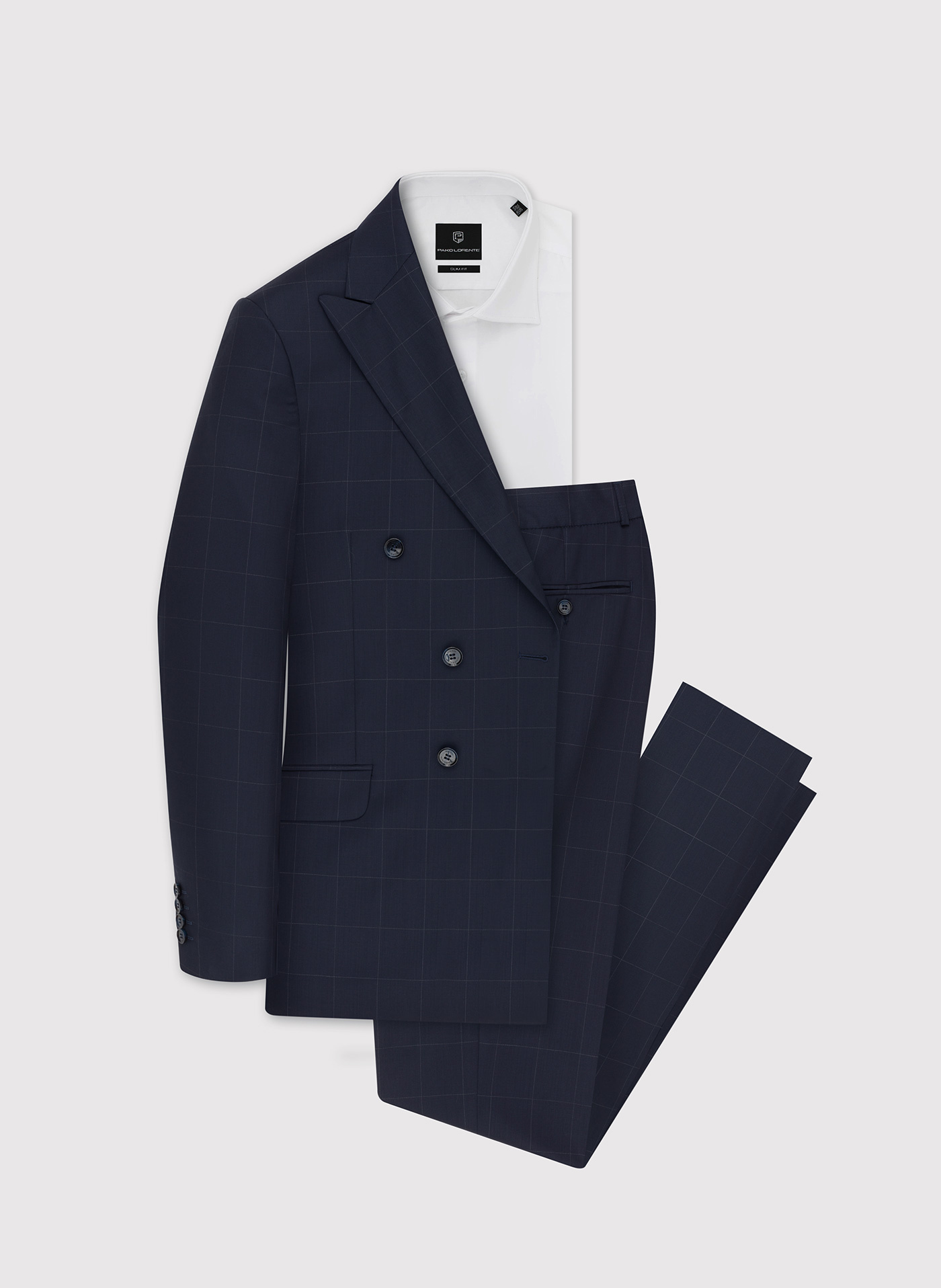 Dwurzędowa marynarka garniturowa w subtelną kratę - Pako Lorente